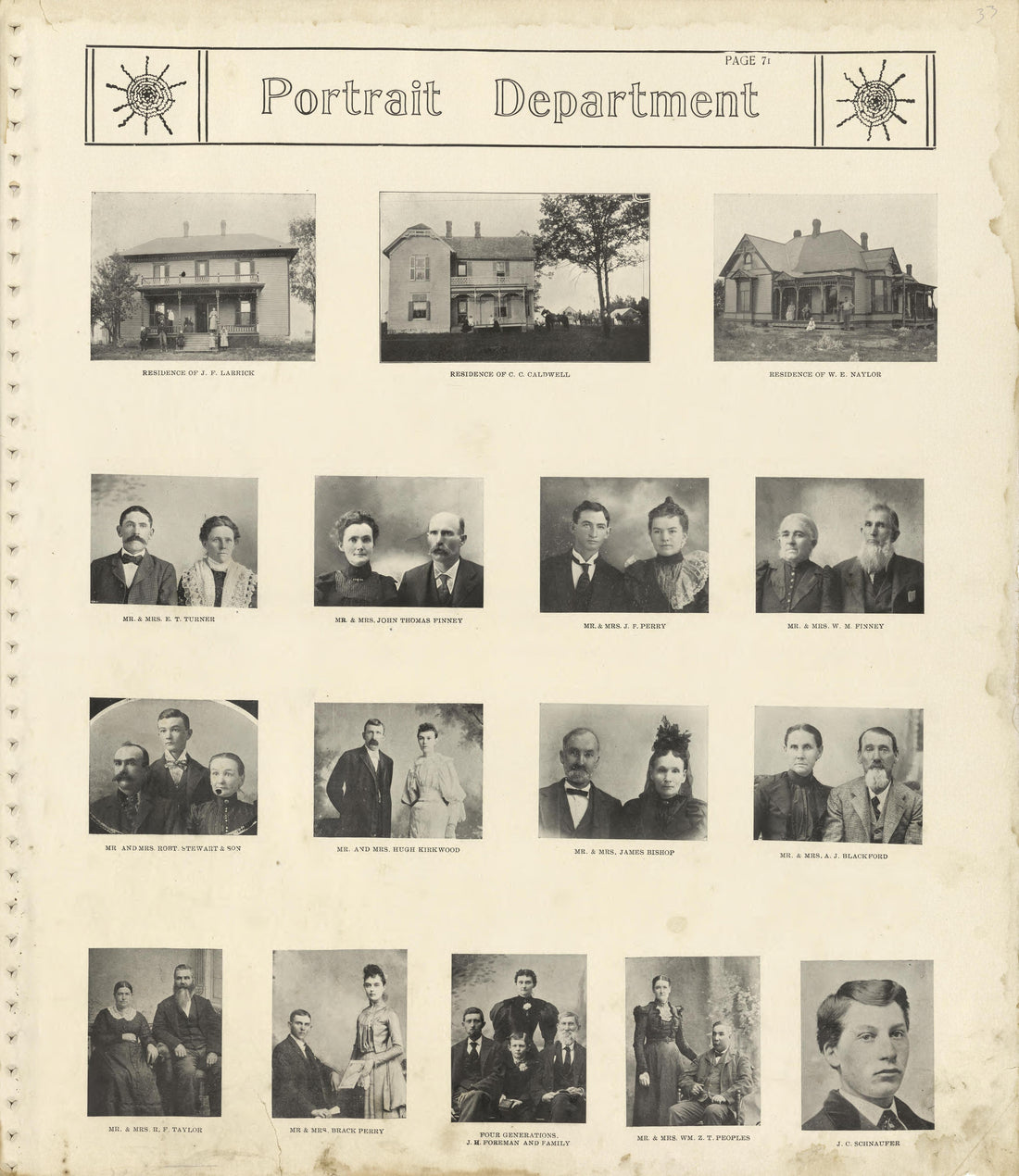 Portrait Department - Continued from Standard Atlas of Shelby County, Missouri : Including a Plat Book of the Villages, Cities and Townships of the County, Map of the State, United States and World, Patrons Directory, Reference Business … 1902 by Relic Map Company