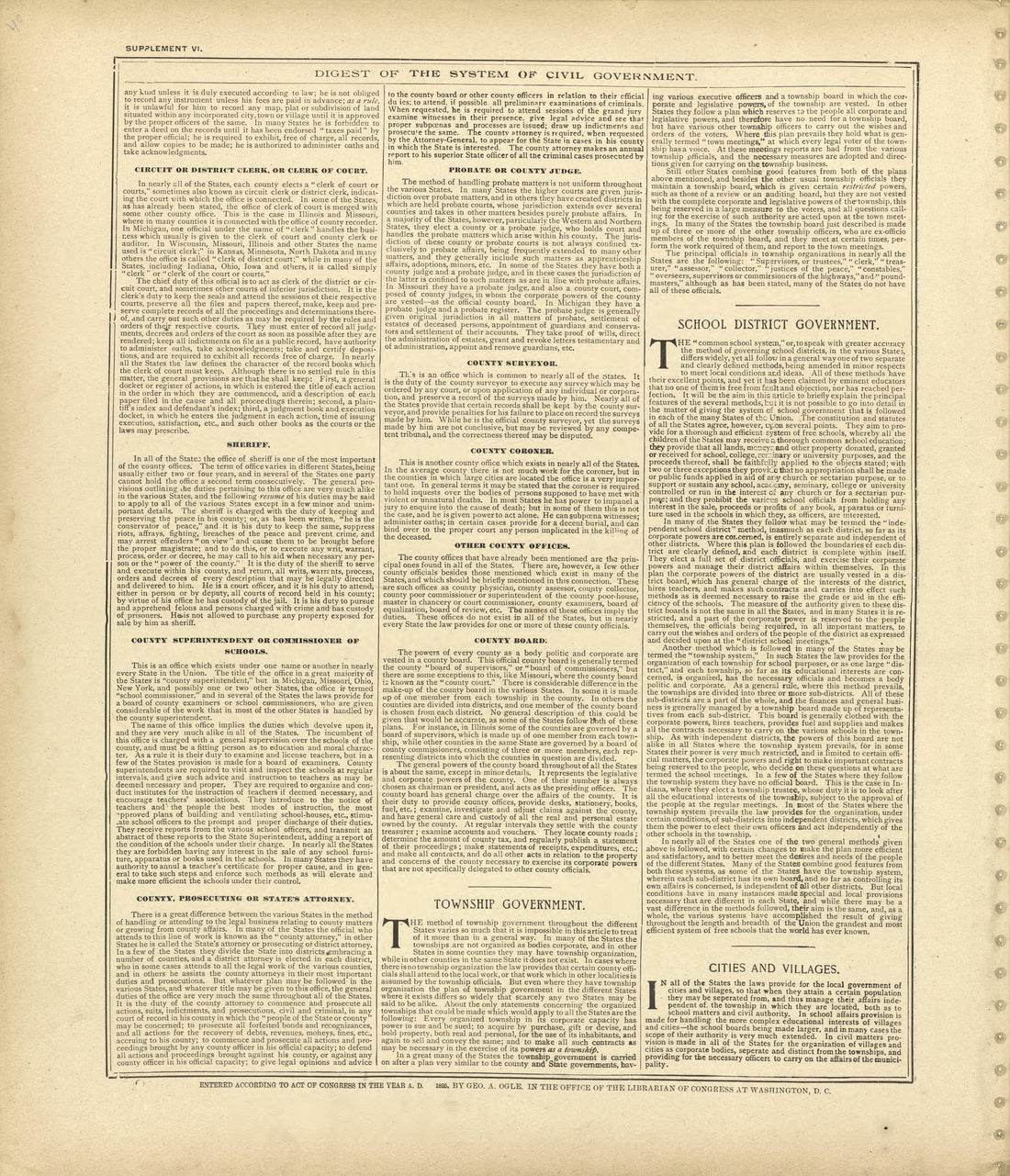Digest of the System of Civil Government - Continued from Standard Atlas of Shelby County, Missouri : Including a Plat Book of the Villages, Cities and Townships of the County, Map of the State, United States and World, Patrons Directory, Reference Bu... by Relic Map Company