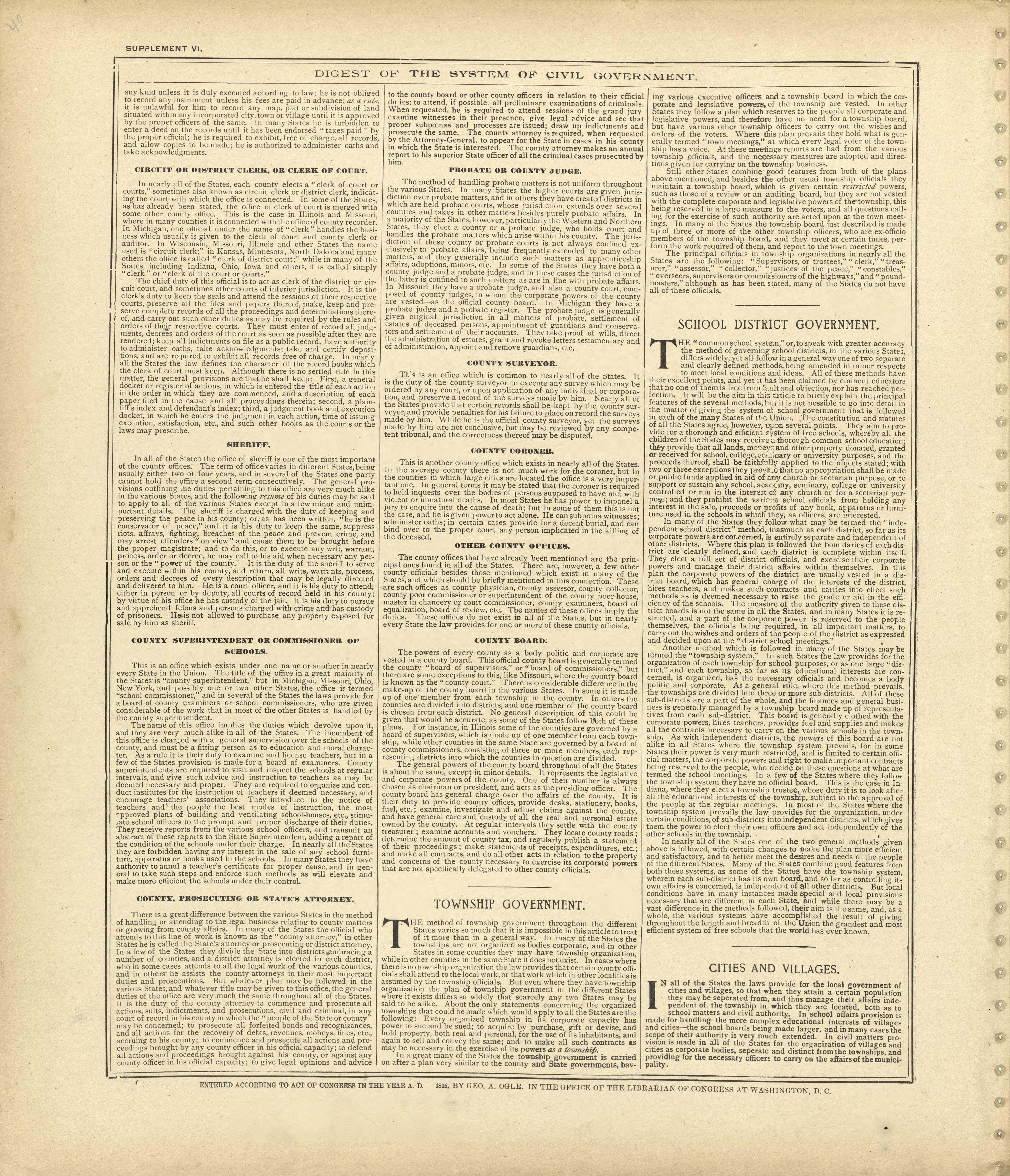 Digest of the System of Civil Government - Continued from Standard Atlas of Shelby County, Missouri : Including a Plat Book of the Villages, Cities and Townships of the County, Map of the State, United States and World, Patrons Directory, Reference Bu... by Relic Map Company