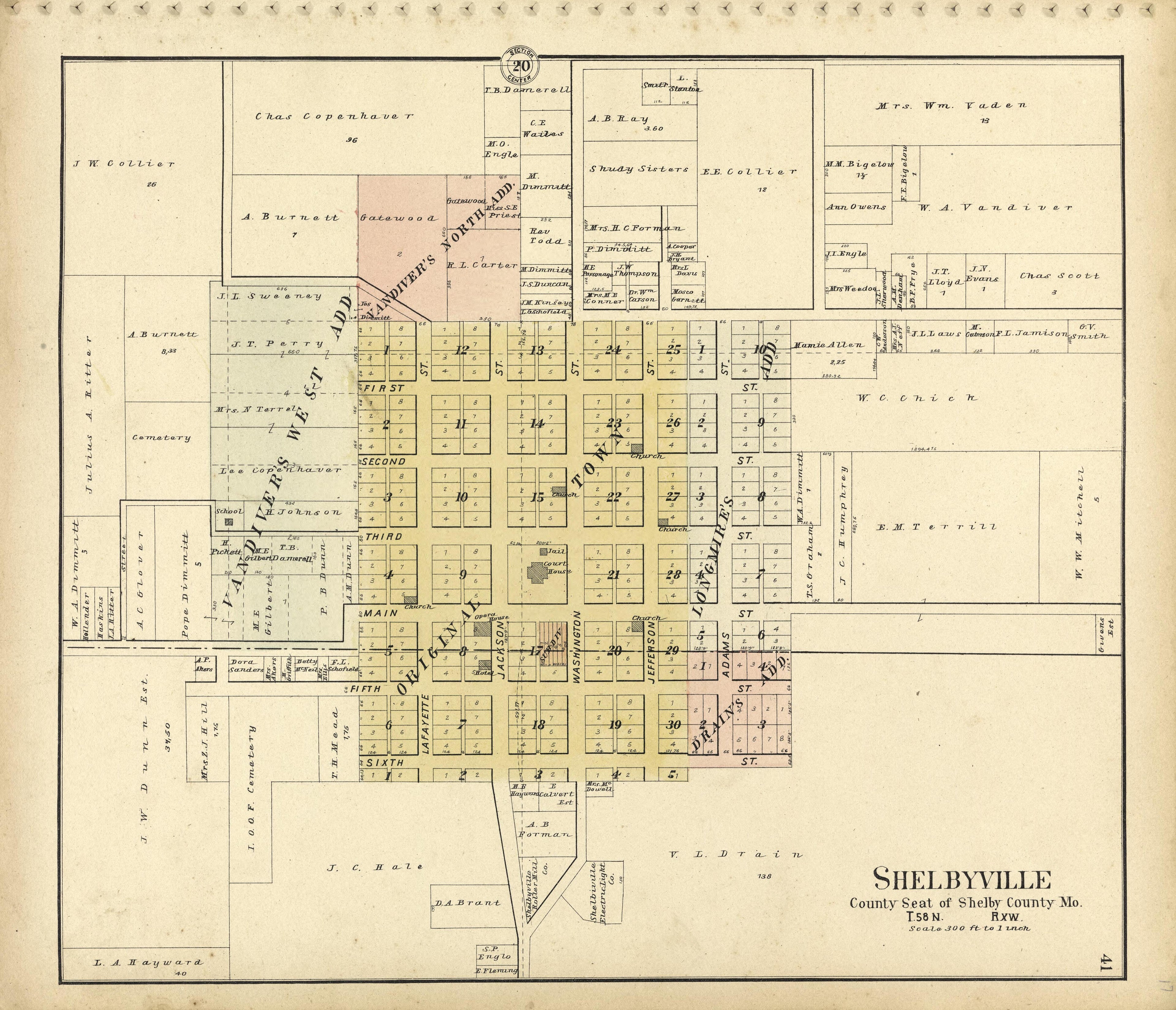 Shelbyville County Seat of Shelby County Mo. from Standard Atlas of Shelby County, Missouri : Including a Plat Book of the Villages, Cities and Townships of the County, Map of the State, United States and World, Patrons Directory, Reference Business �... by Relic Map Company