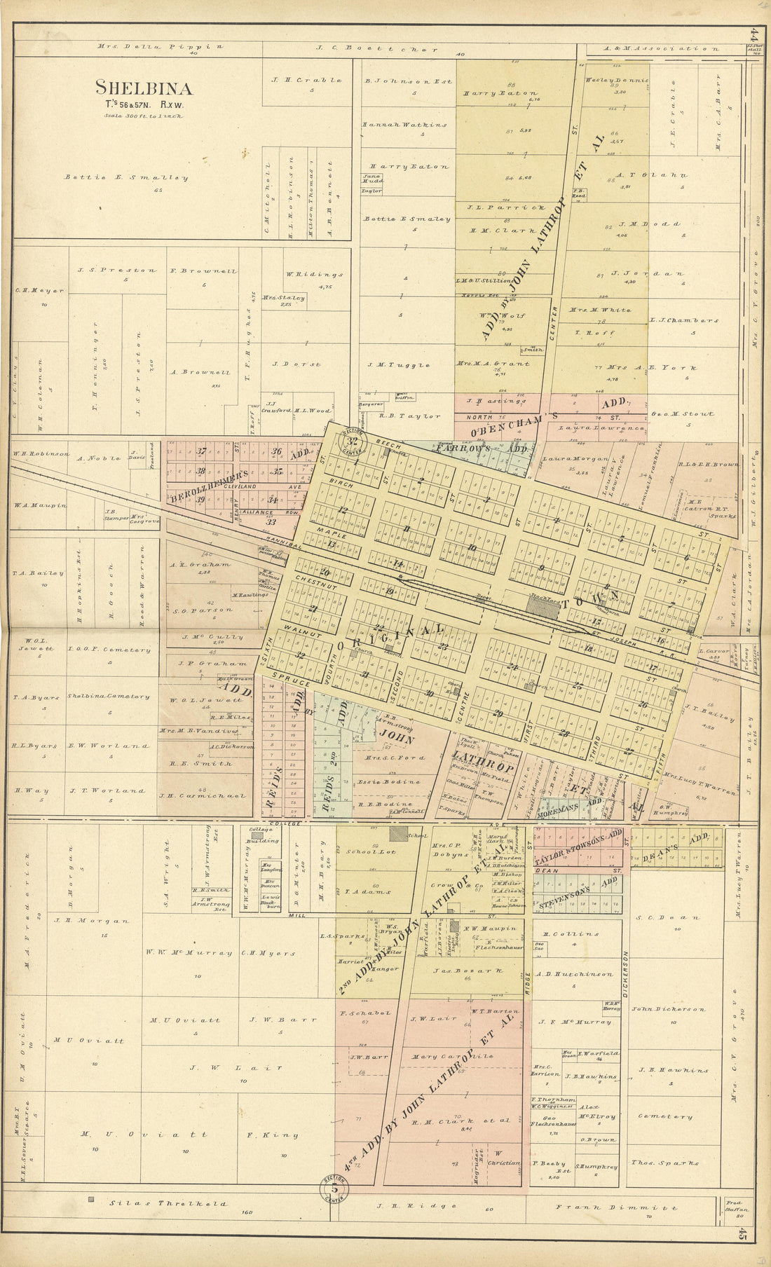 Shelbina from Standard Atlas of Shelby County, Missouri : Including a Plat Book of the Villages, Cities and Townships of the County, Map of the State, United States and World, Patrons Directory, Reference Business … 1902 by Relic Map Company