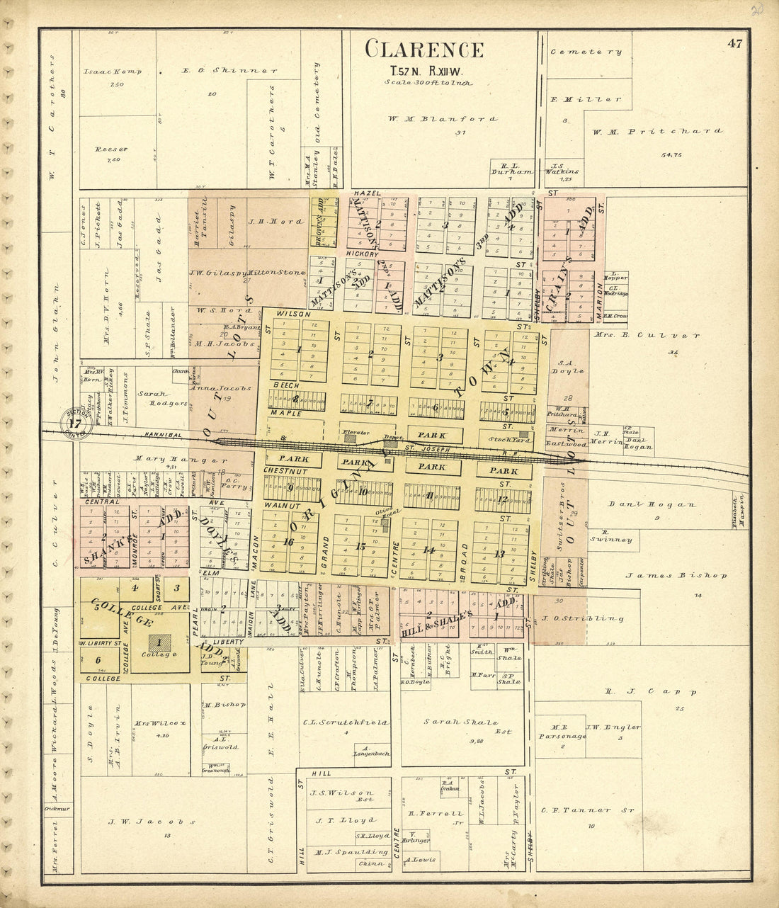 Clarence from Standard Atlas of Shelby County, Missouri : Including a Plat Book of the Villages, Cities and Townships of the County, Map of the State, United States and World, Patrons Directory, Reference Business … 1902 by Relic Map Company