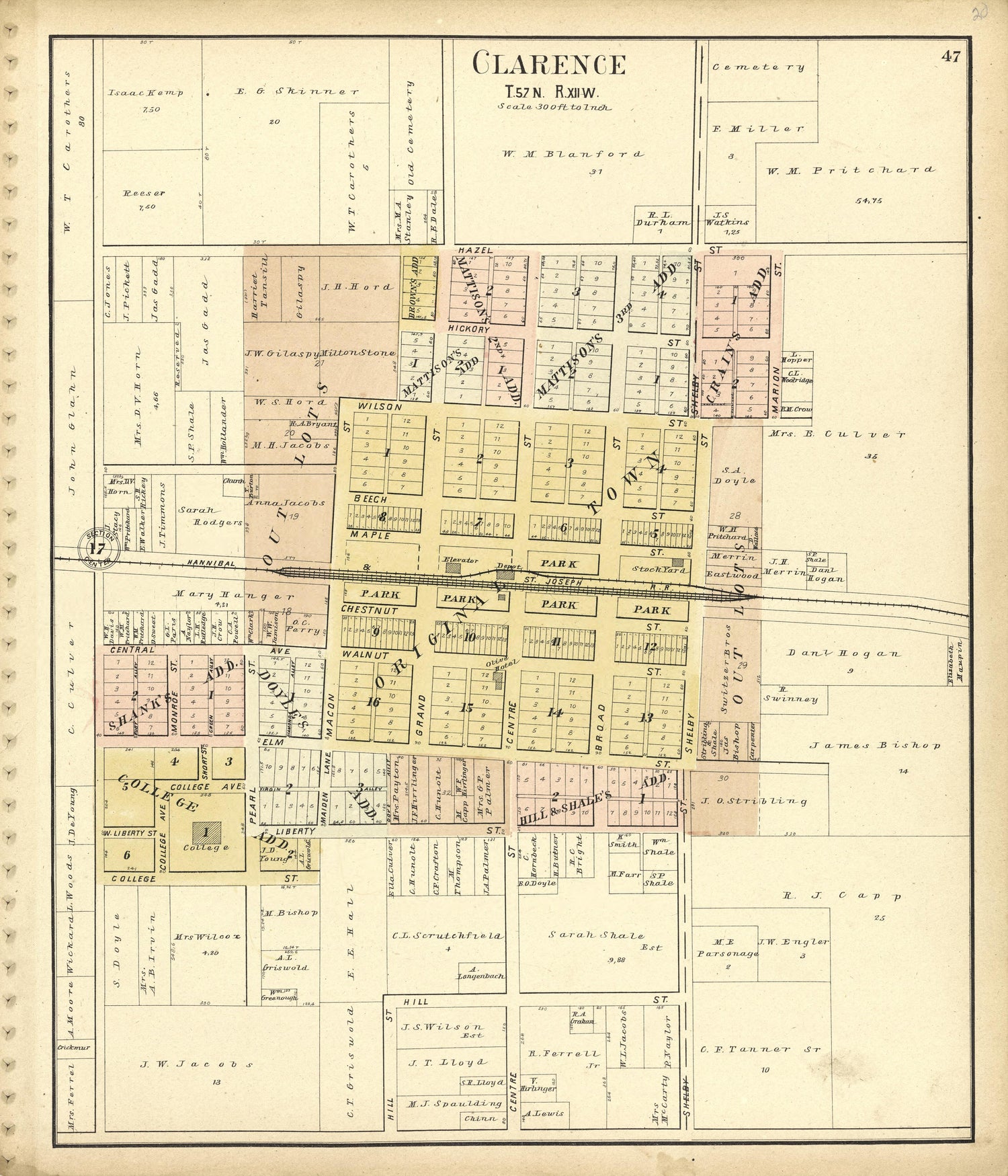 Clarence from Standard Atlas of Shelby County, Missouri : Including a Plat Book of the Villages, Cities and Townships of the County, Map of the State, United States and World, Patrons Directory, Reference Business … 1902 by Relic Map Company