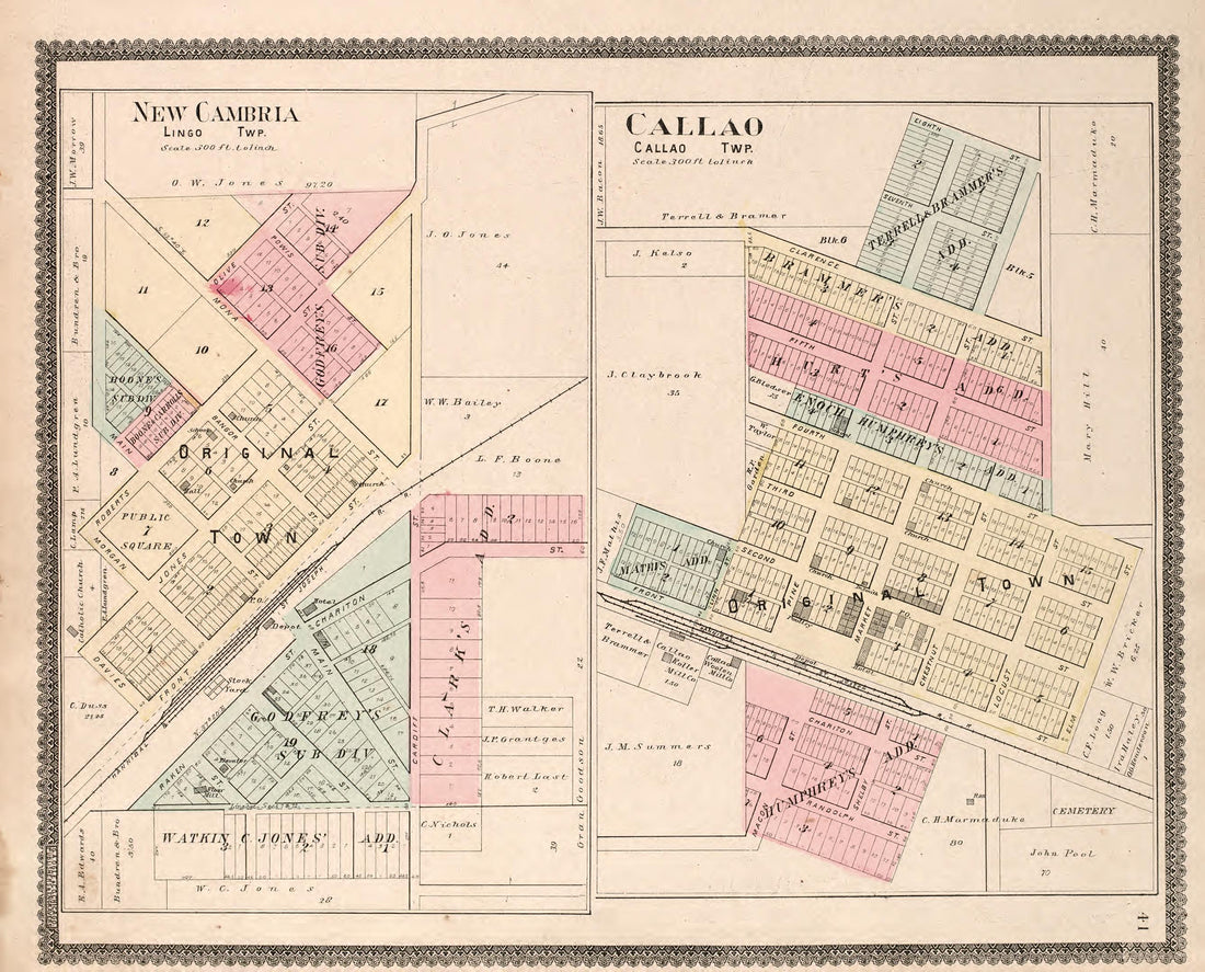 New Cambria Region &amp; Callao Township from Standard Atlas of Macon County, Missouri : Including a Plat Book of the Villages, Cities and Townships of the County, Map of the State, United States and World : Farmers Directory, Reference … 1897 by Relic Map Company