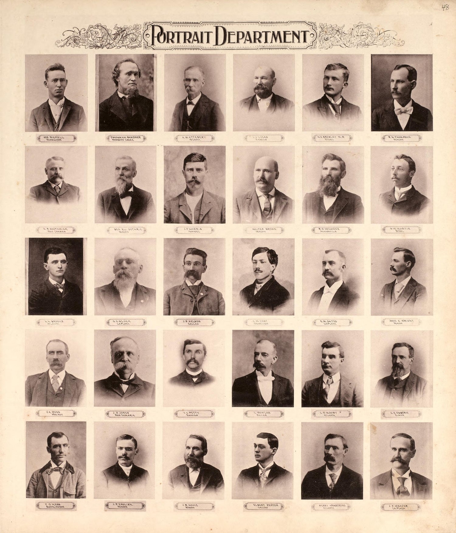 Portrait Department from Standard Atlas of Macon County, Missouri : Including a Plat Book of the Villages, Cities and Townships of the County, Map of the State, United States and World : Farmers Directory, Reference … 1897 by Relic Map Company