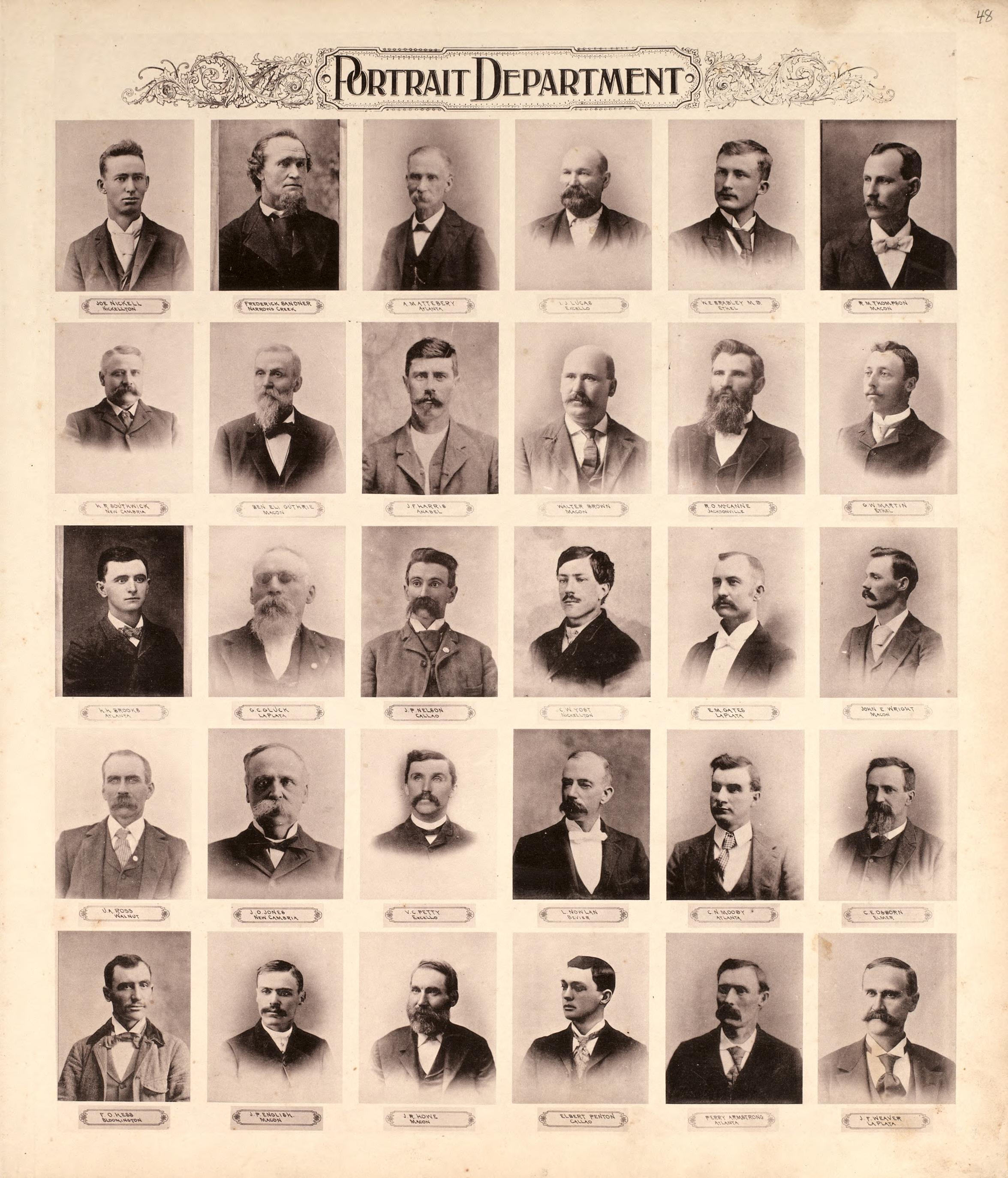 Portrait Department from Standard Atlas of Macon County, Missouri : Including a Plat Book of the Villages, Cities and Townships of the County, Map of the State, United States and World : Farmers Directory, Reference … 1897 by Relic Map Company