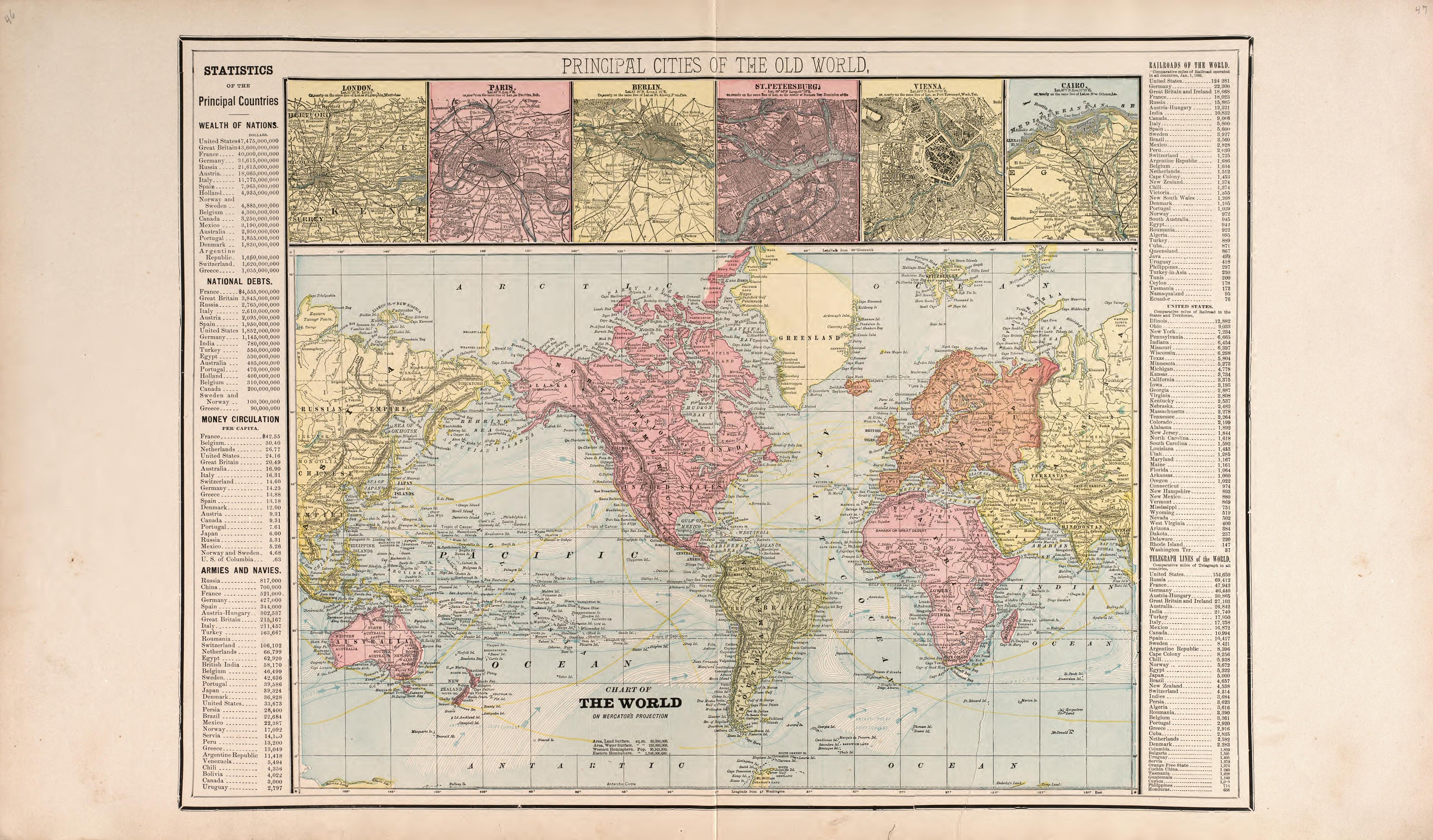 The World from Standard Atlas of Macon County, Missouri : Including a Plat Book of the Villages, Cities and Townships of the County, Map of the State, United States and World : Farmers Directory, Reference … 1897 by Relic Map Company