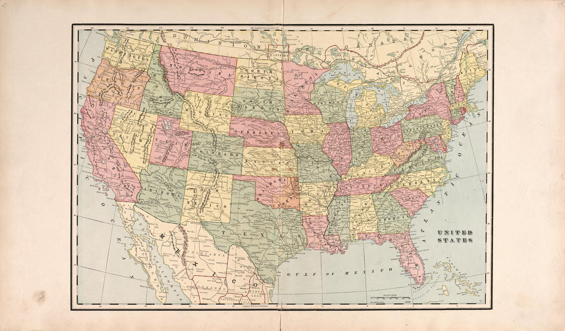 United States from Standard Atlas of Macon County, Missouri : Including a Plat Book of the Villages, Cities and Townships of the County, Map of the State, United States and World : Farmers Directory, Reference … 1897 by Relic Map Company