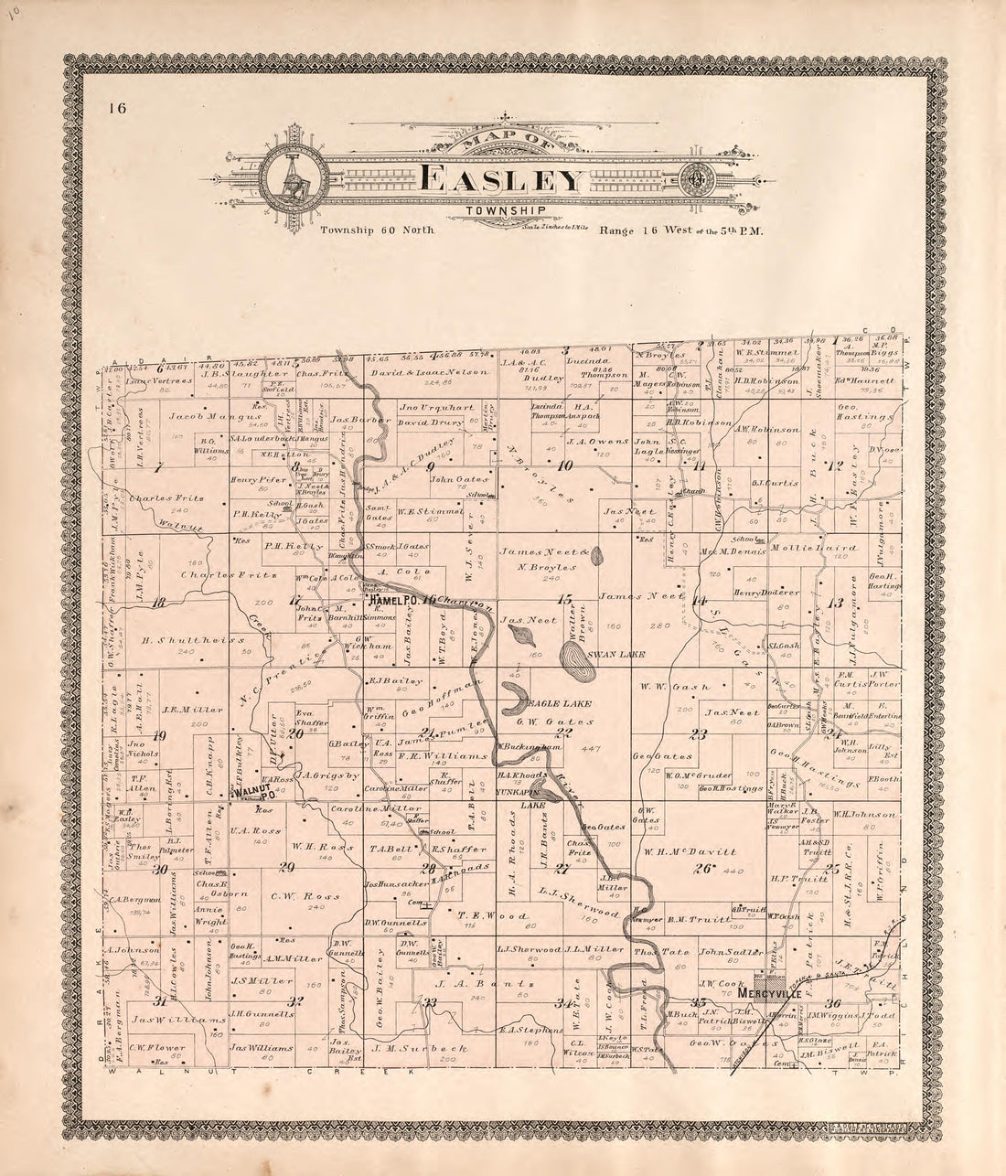 Easley Township from Standard Atlas of Macon County, Missouri : Including a Plat Book of the Villages, Cities and Townships of the County, Map of the State, United States and World : Farmers Directory, Reference … 1897 by Relic Map Company
