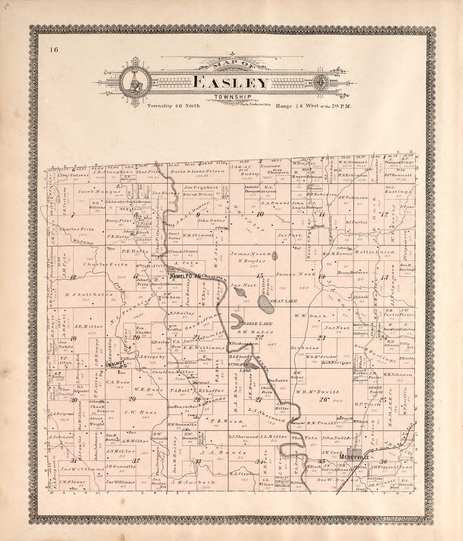 Easley Township from Standard Atlas of Macon County, Missouri : Including a Plat Book of the Villages, Cities and Townships of the County, Map of the State, United States and World : Farmers Directory, Reference … 1897 by Relic Map Company