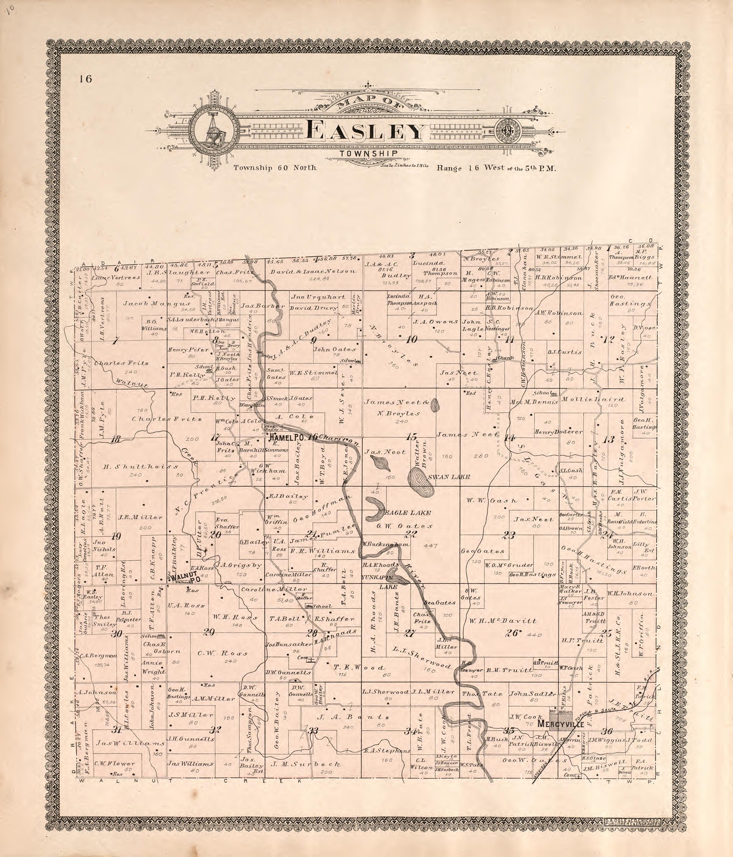 Easley Township from Standard Atlas of Macon County, Missouri : Including a Plat Book of the Villages, Cities and Townships of the County, Map of the State, United States and World : Farmers Directory, Reference … 1897 by Relic Map Company