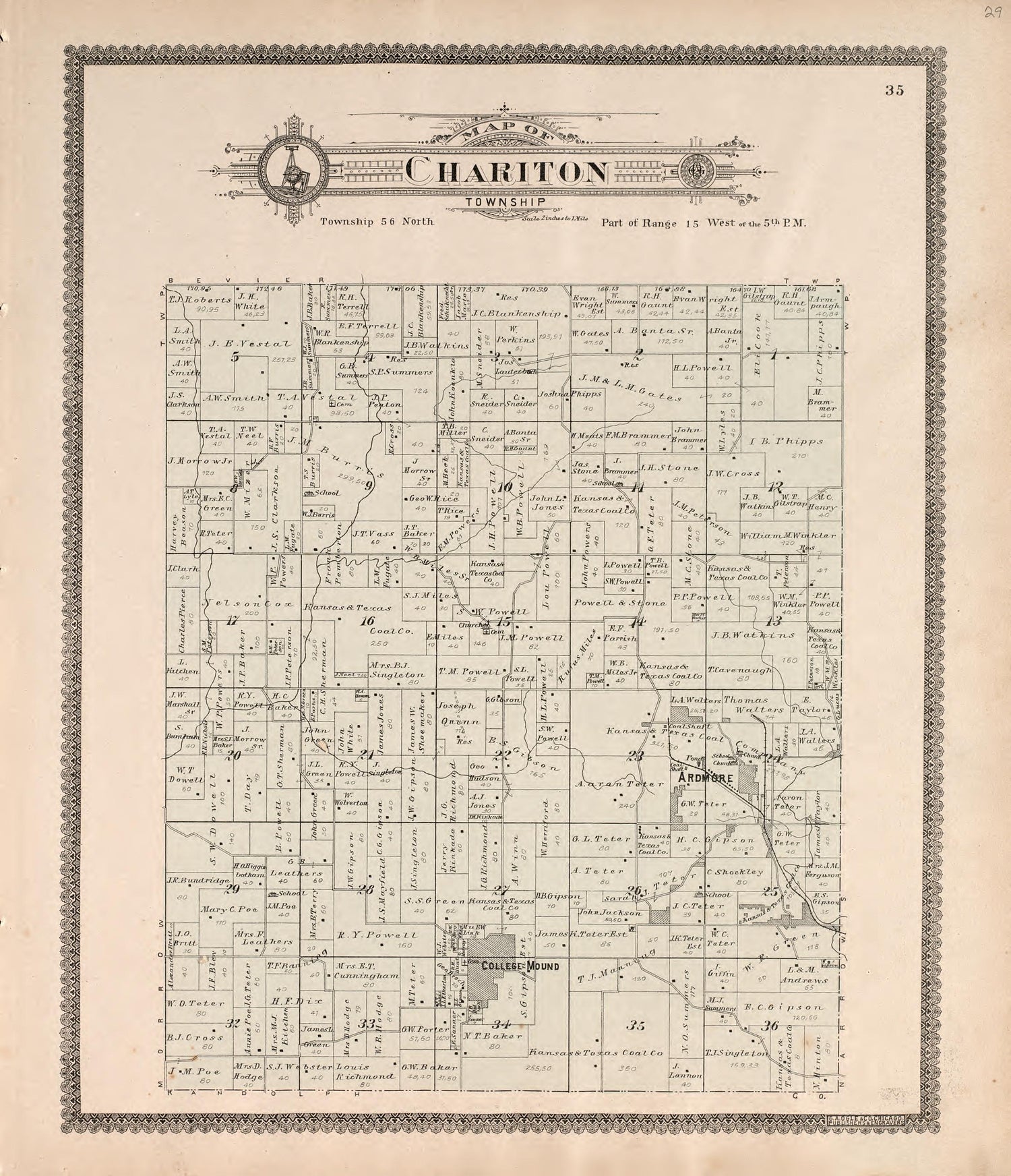 Chariton Township from Standard Atlas of Macon County, Missouri : Including a Plat Book of the Villages, Cities and Townships of the County, Map of the State, United States and World : Farmers Directory, Reference … 1897 by Relic Map Company
