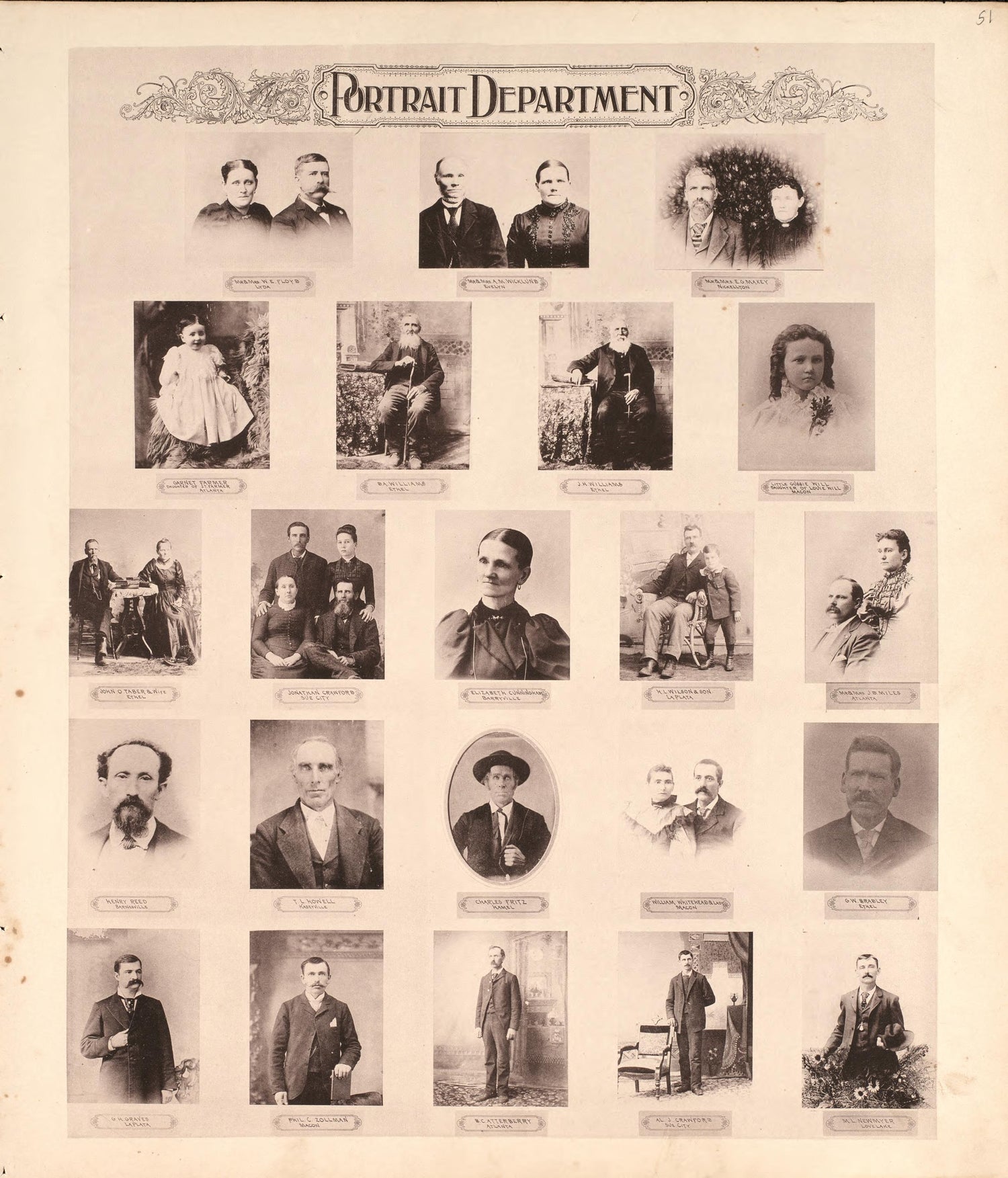 Portrait Department (continued) from Standard Atlas of Macon County, Missouri : Including a Plat Book of the Villages, Cities and Townships of the County, Map of the State, United States and World : Farmers Directory, Reference … 1897 by Relic Map Company