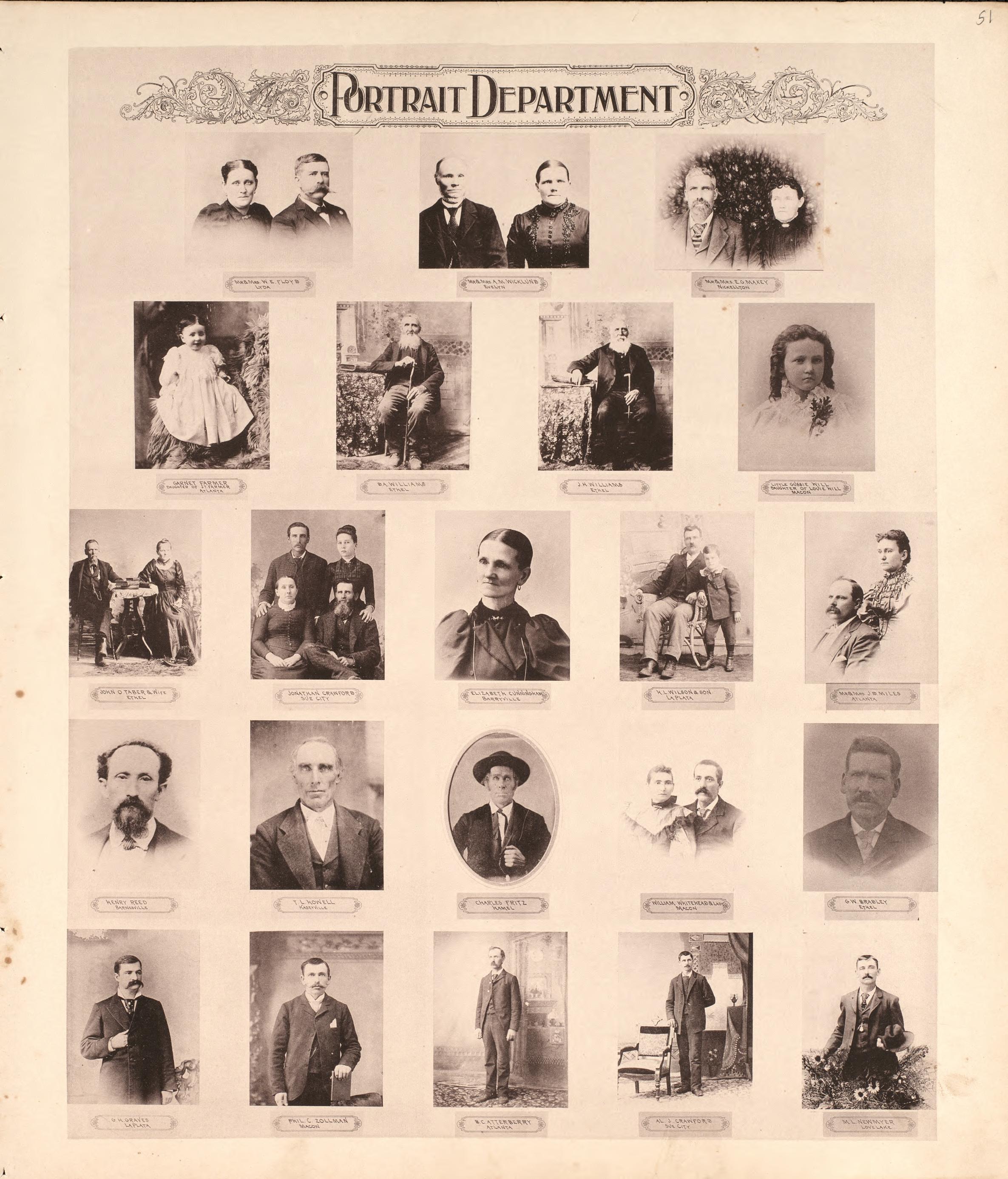 Portrait Department (continued) from Standard Atlas of Macon County, Missouri : Including a Plat Book of the Villages, Cities and Townships of the County, Map of the State, United States and World : Farmers Directory, Reference … 1897 by Relic Map Company