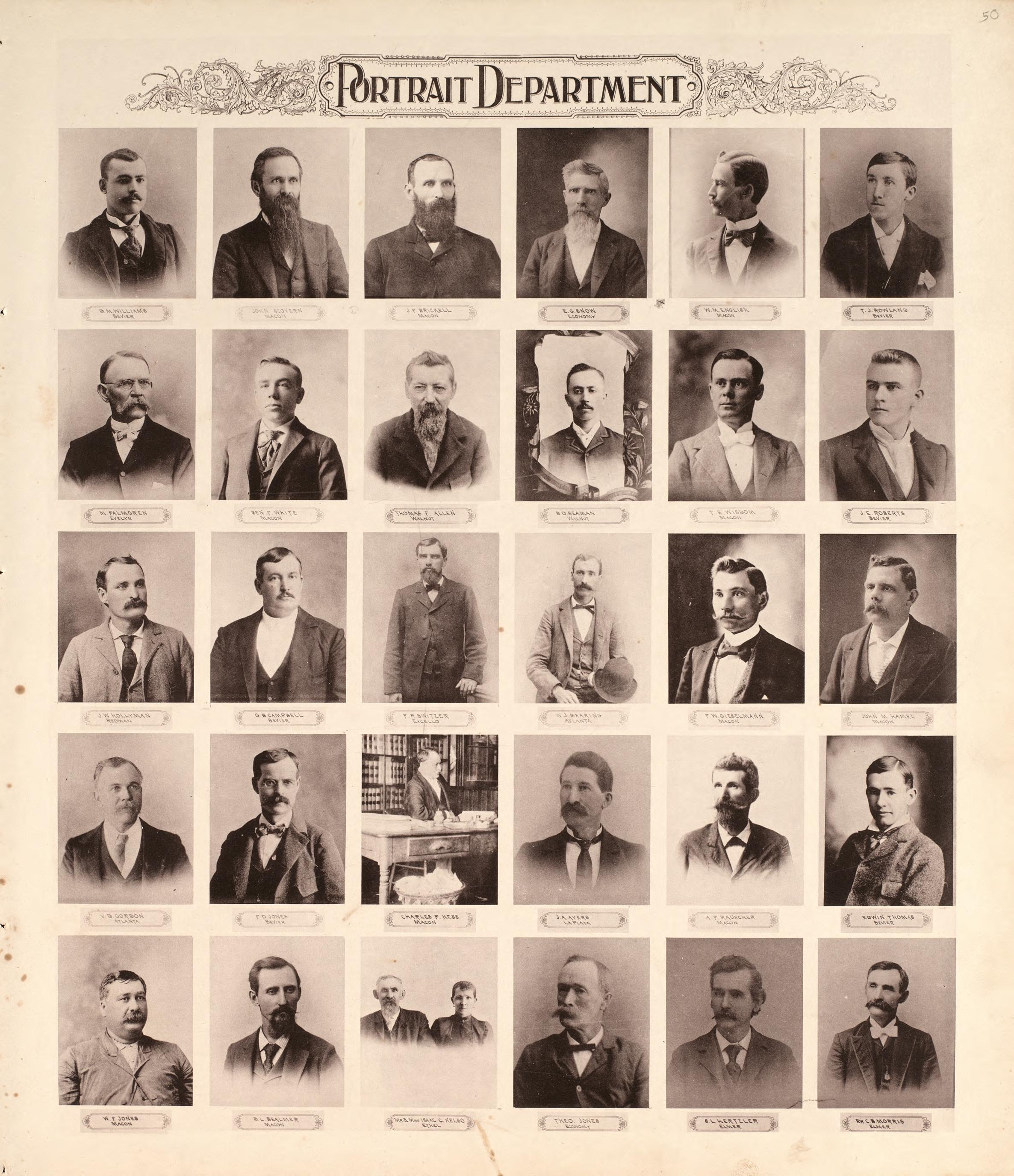 Portrait Department (continued) from Standard Atlas of Macon County, Missouri : Including a Plat Book of the Villages, Cities and Townships of the County, Map of the State, United States and World : Farmers Directory, Reference … 1897 by Relic Map Company