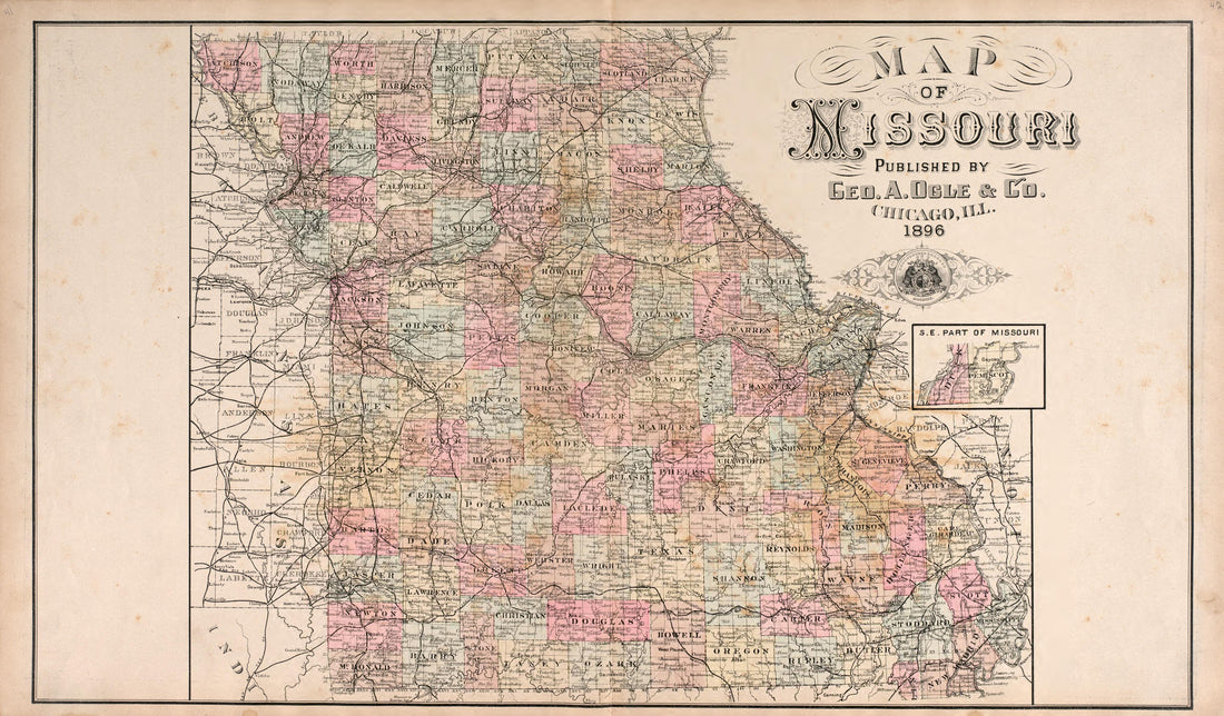 Missouri from Standard Atlas of Macon County, Missouri : Including a Plat Book of the Villages, Cities and Townships of the County, Map of the State, United States and World : Farmers Directory, Reference … 1897 by Relic Map Company