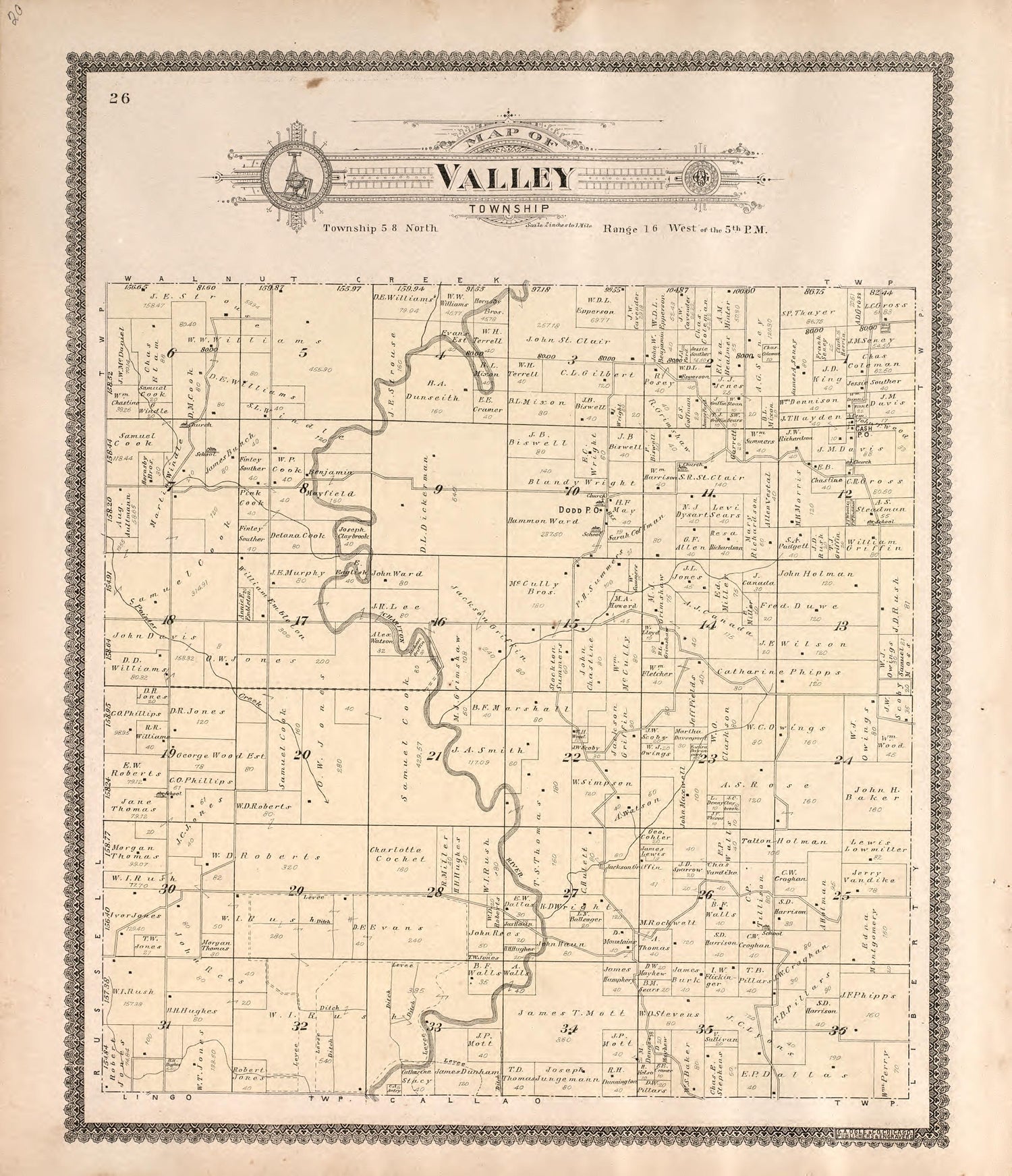 Valley Township from Standard Atlas of Macon County, Missouri : Including a Plat Book of the Villages, Cities and Townships of the County, Map of the State, United States and World : Farmers Directory, Reference … 1897 by Relic Map Company