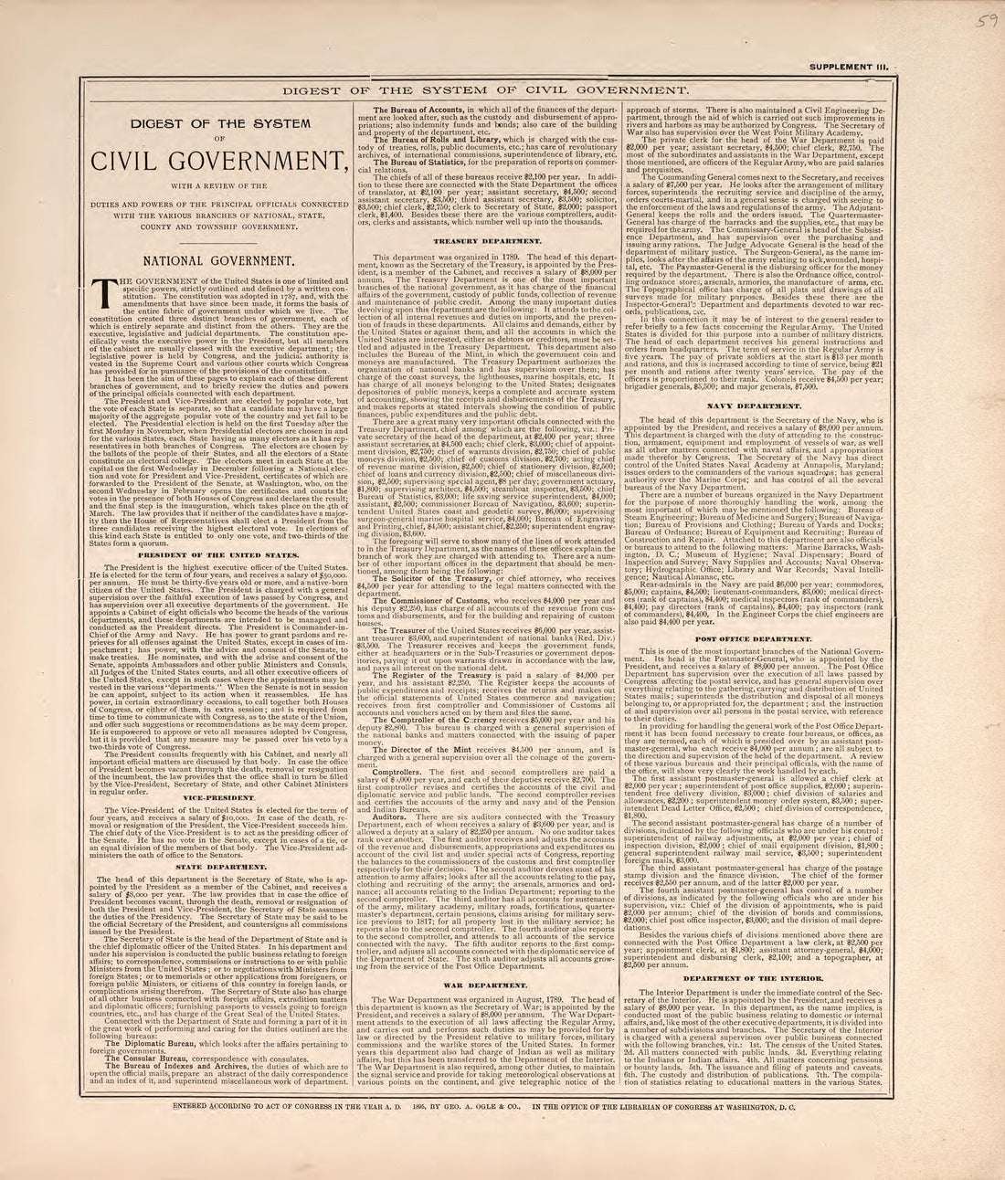 Digest of the System of Civil Government from Standard Atlas of Macon County, Missouri : Including a Plat Book of the Villages, Cities and Townships of the County, Map of the State, United States and World : Farmers Directory, Reference … 1897 by Relic Map Company