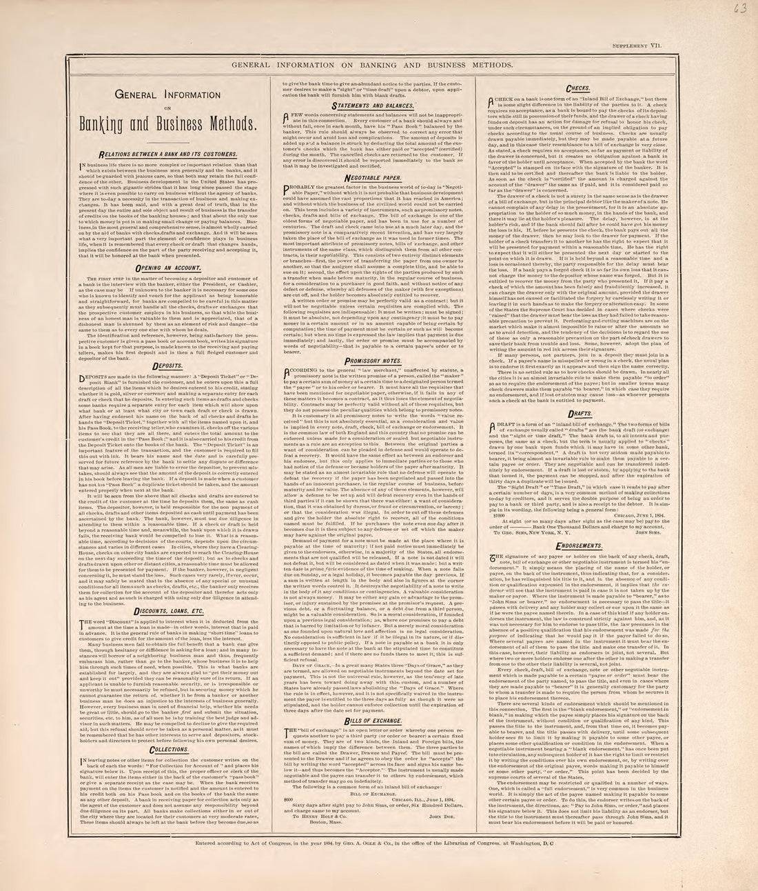 General Information On Banking &amp; Business Methods from Standard Atlas of Macon County, Missouri : Including a Plat Book of the Villages, Cities and Townships of the County, Map of the State, United States and World : Farmers Directory, Reference … 1897 by Relic Map Company