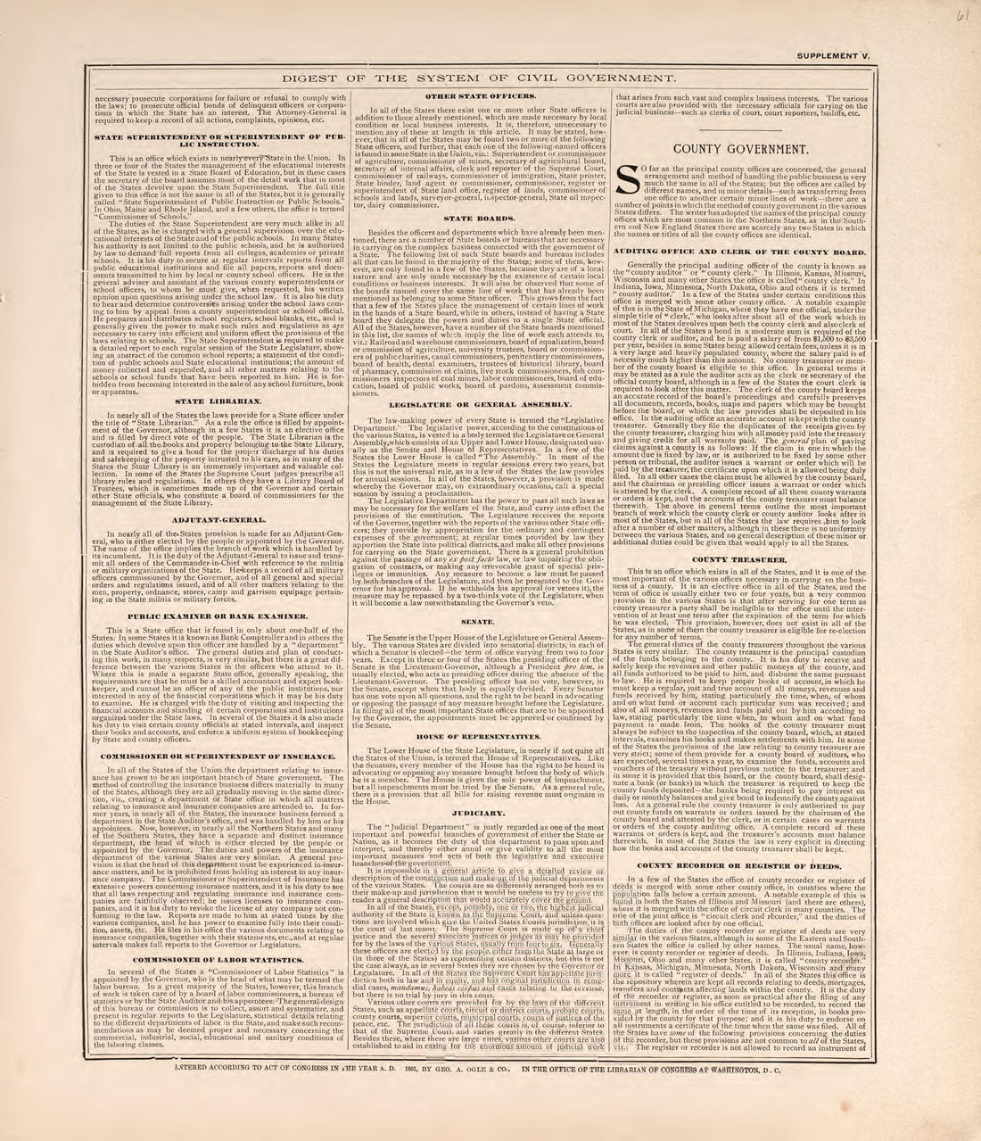 Digest of the System of Civil Government (continued) from Standard Atlas of Macon County, Missouri : Including a Plat Book of the Villages, Cities and Townships of the County, Map of the State, United States and World : Farmers Directory, Reference �... by Relic Map Company