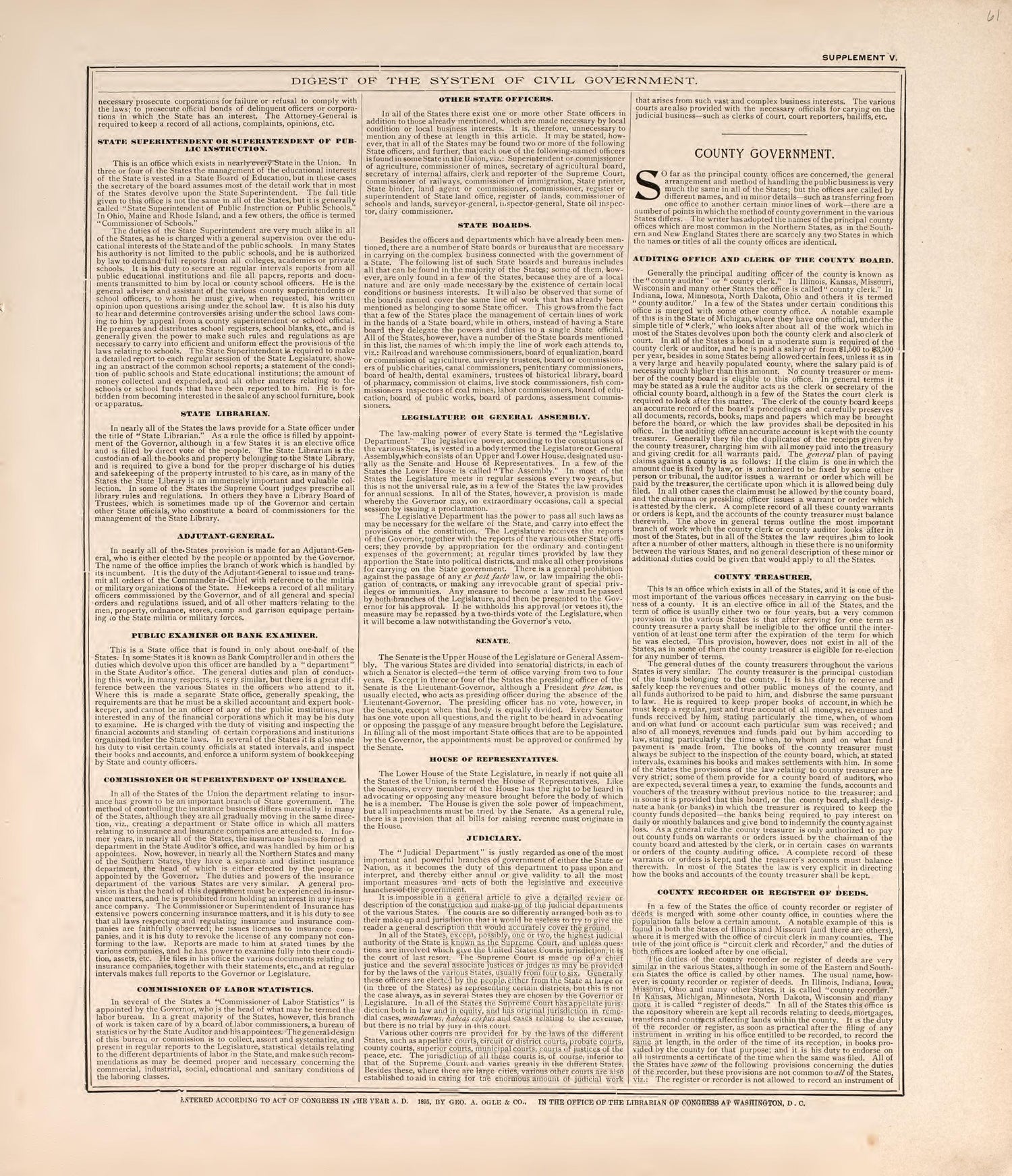 Digest of the System of Civil Government (continued) from Standard Atlas of Macon County, Missouri : Including a Plat Book of the Villages, Cities and Townships of the County, Map of the State, United States and World : Farmers Directory, Reference �... by Relic Map Company