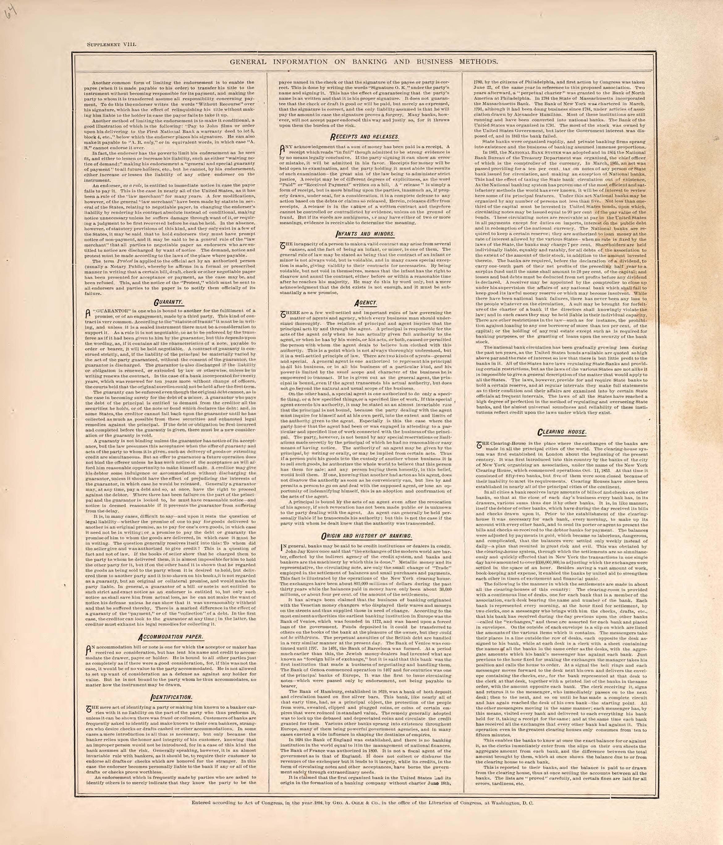 General Information On Banking &amp; Business Methods (continued) from Standard Atlas of Macon County, Missouri : Including a Plat Book of the Villages, Cities and Townships of the County, Map of the State, United States and World : Farmers Directory, Ref... by Relic Map Company