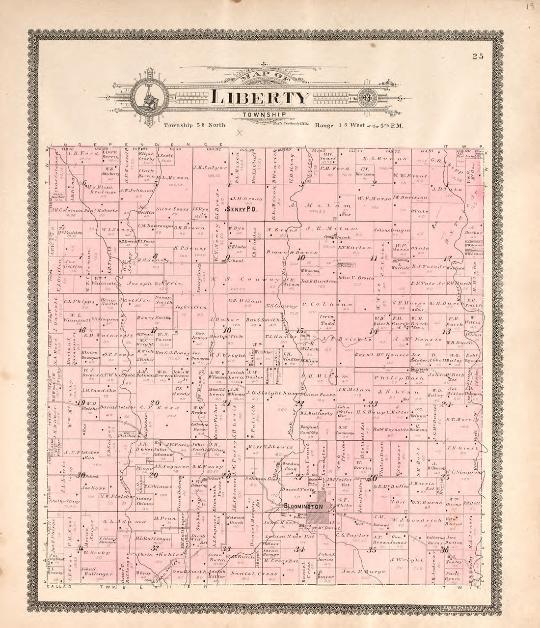 Liberty Township from Standard Atlas of Macon County, Missouri : Including a Plat Book of the Villages, Cities and Townships of the County, Map of the State, United States and World : Farmers Directory, Reference … 1897 by Relic Map Company