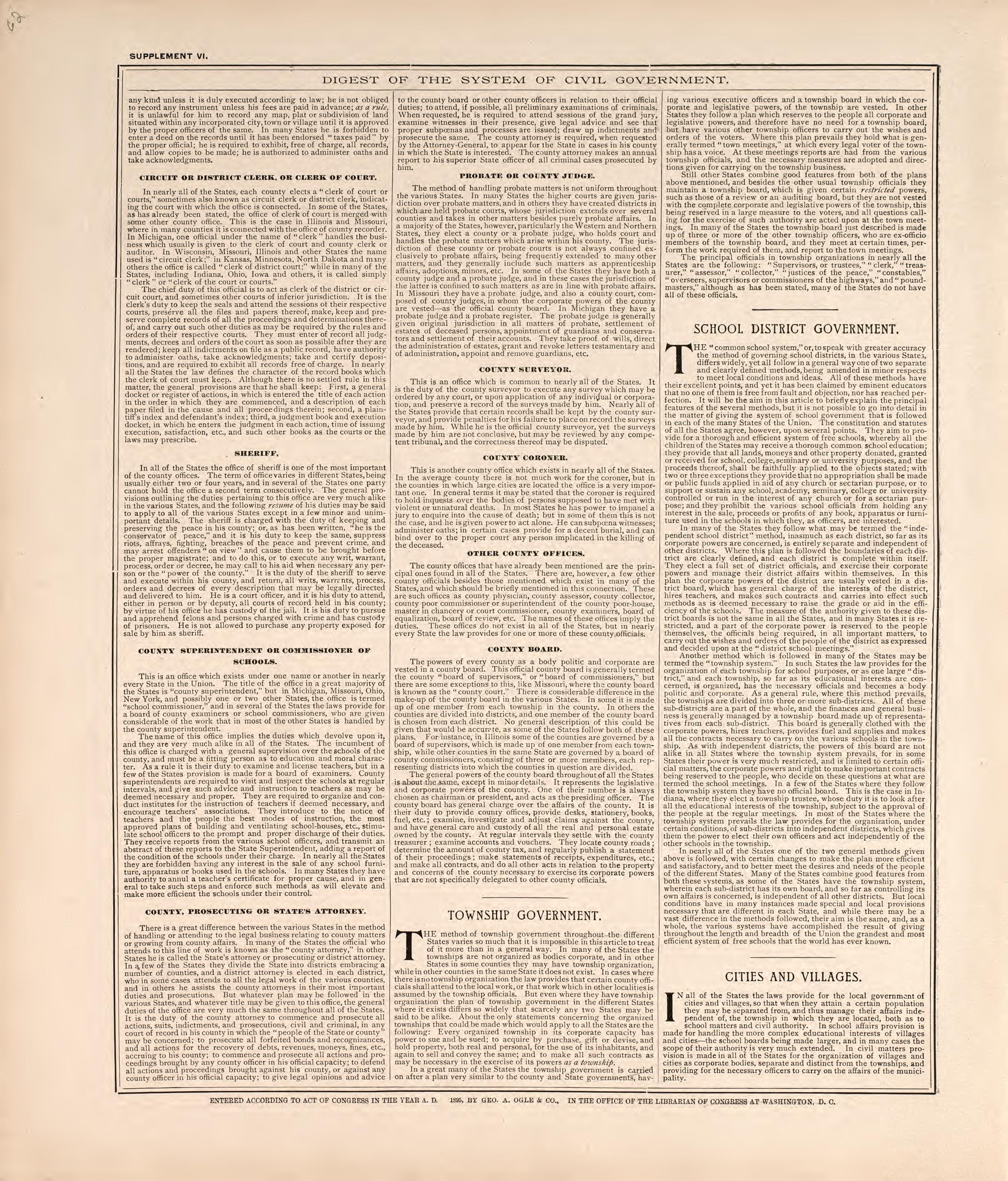 Digest of the System of Civil Government (continued) from Standard Atlas of Macon County, Missouri : Including a Plat Book of the Villages, Cities and Townships of the County, Map of the State, United States and World : Farmers Directory, Reference �... by Relic Map Company