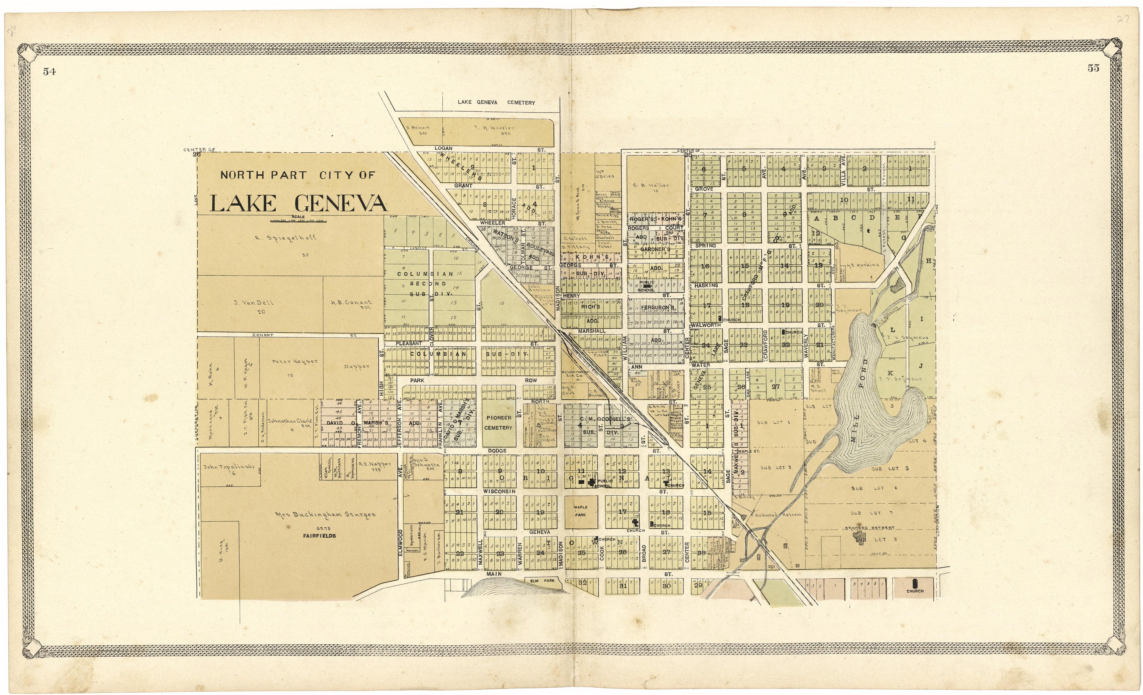 North Part City of Lake Geneva from Standard Atlas of Walworth County, Wisconsin 1907 by Relic Map Company