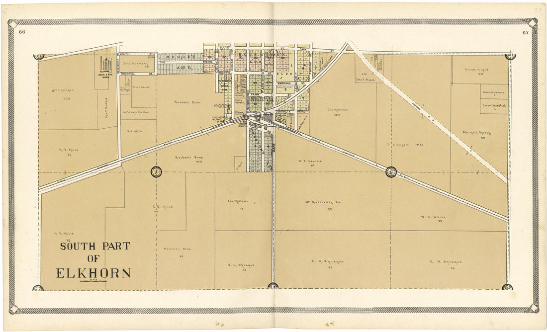 South Part of Elkhorn from Standard Atlas of Walworth County, Wisconsin 1907 by Relic Map Company