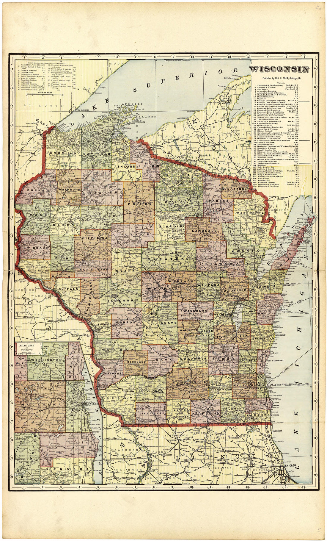 Wisconsin from Standard Atlas of Walworth County, Wisconsin 1907 by Relic Map Company