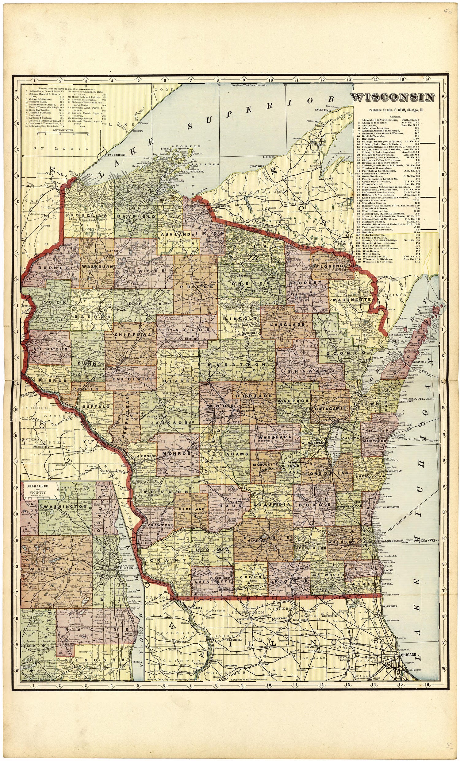 Wisconsin from Standard Atlas of Walworth County, Wisconsin 1907 by Relic Map Company