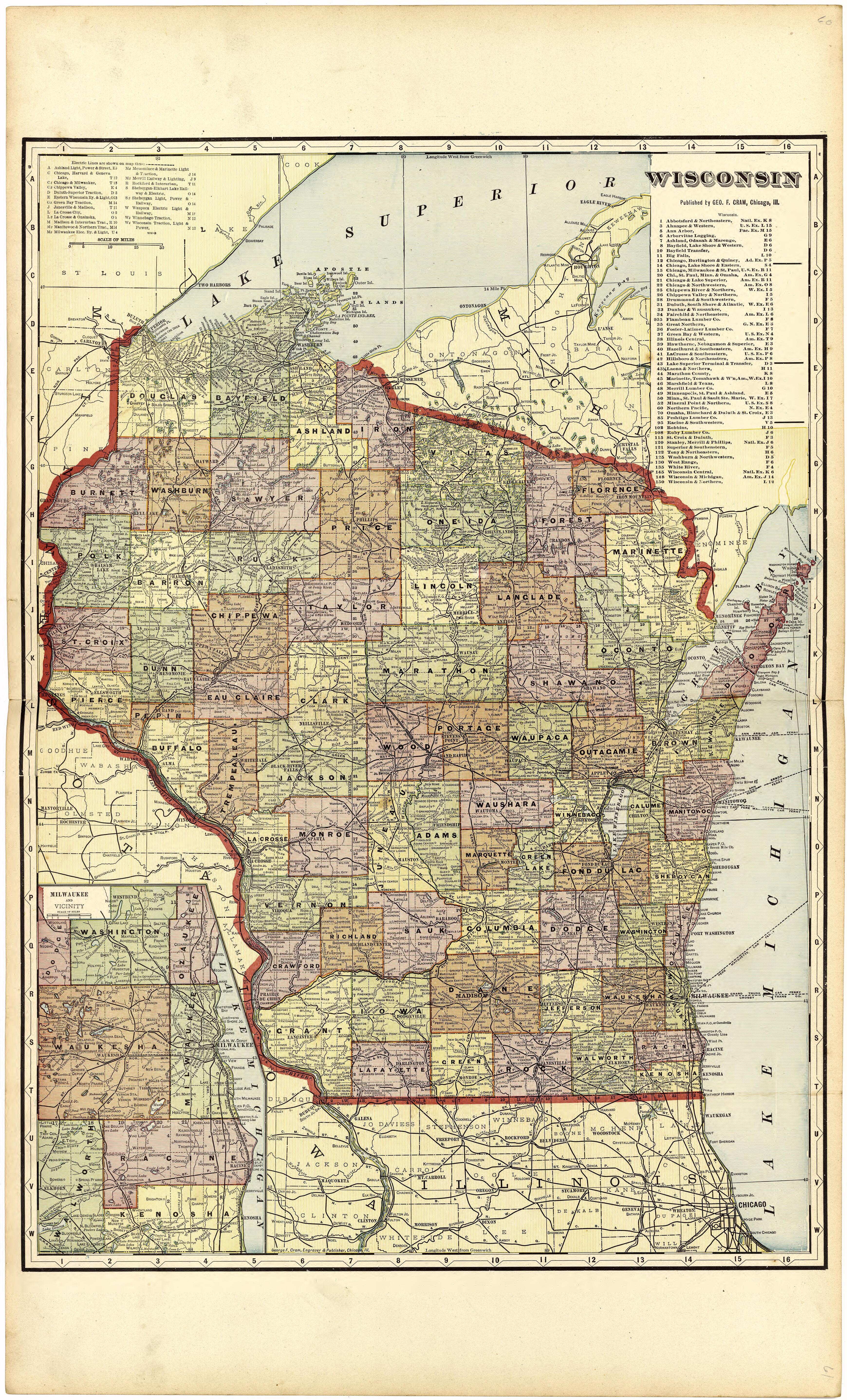 Wisconsin from Standard Atlas of Walworth County, Wisconsin 1907 by Relic Map Company