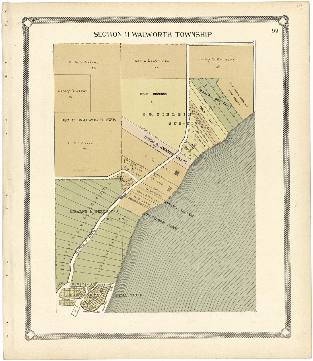 Section 11 Walworth Township from Standard Atlas of Walworth County, Wisconsin 1907 by Relic Map Company