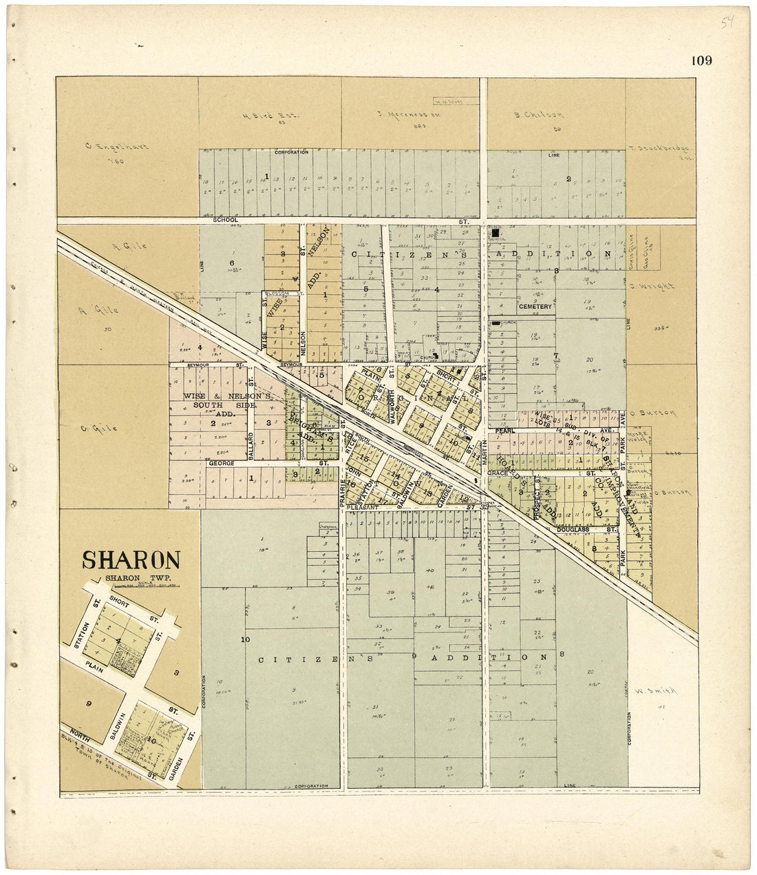 Sharon from Standard Atlas of Walworth County, Wisconsin 1907 by Relic Map Company