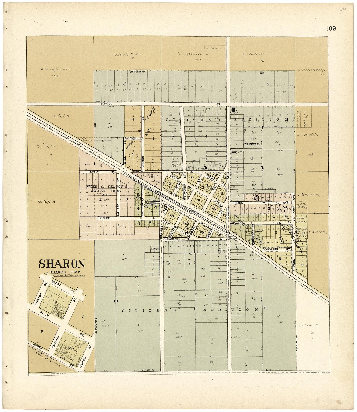 Sharon from Standard Atlas of Walworth County, Wisconsin 1907 by Relic Map Company
