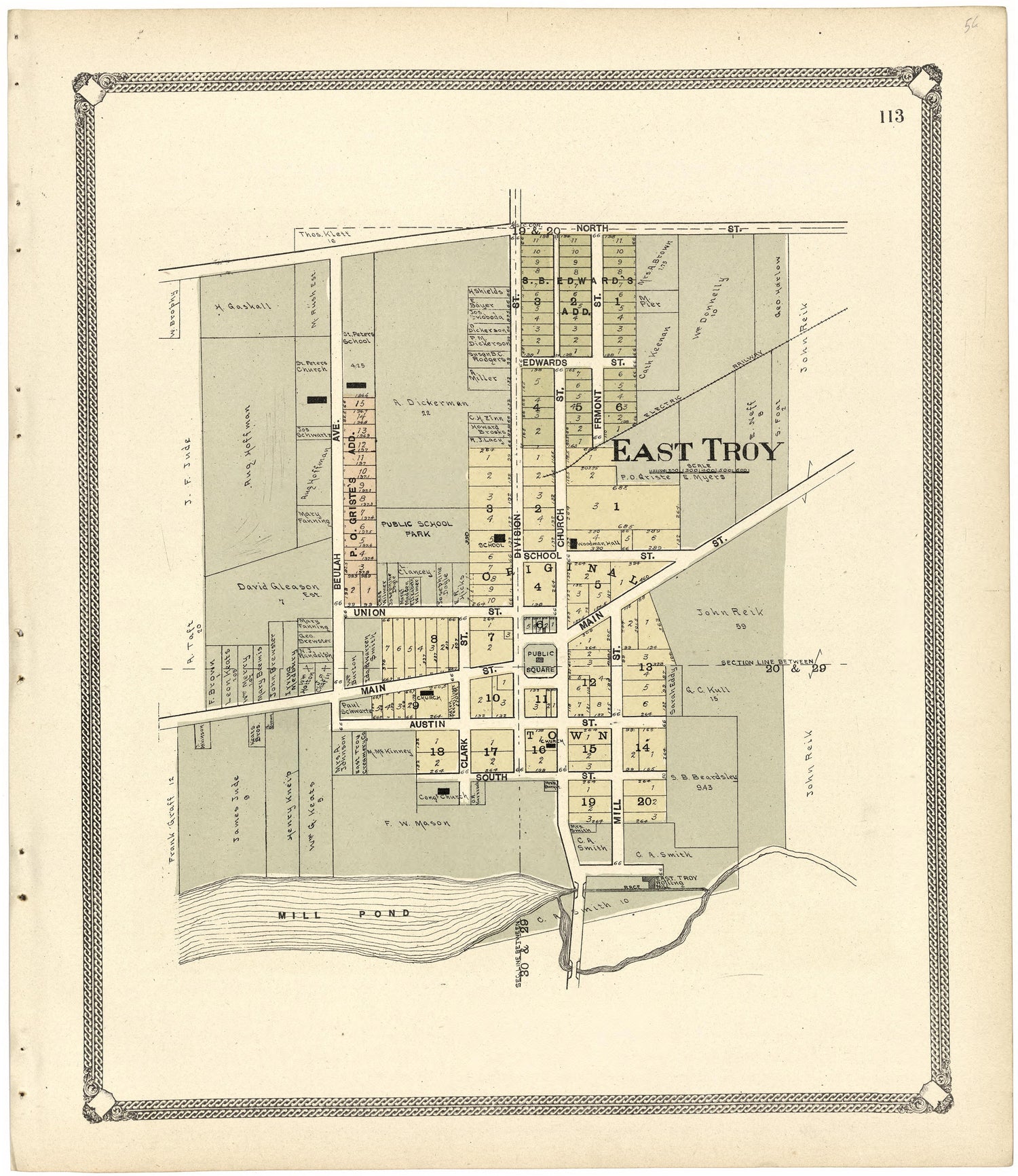 East Troy from Standard Atlas of Walworth County, Wisconsin 1907 by Relic Map Company