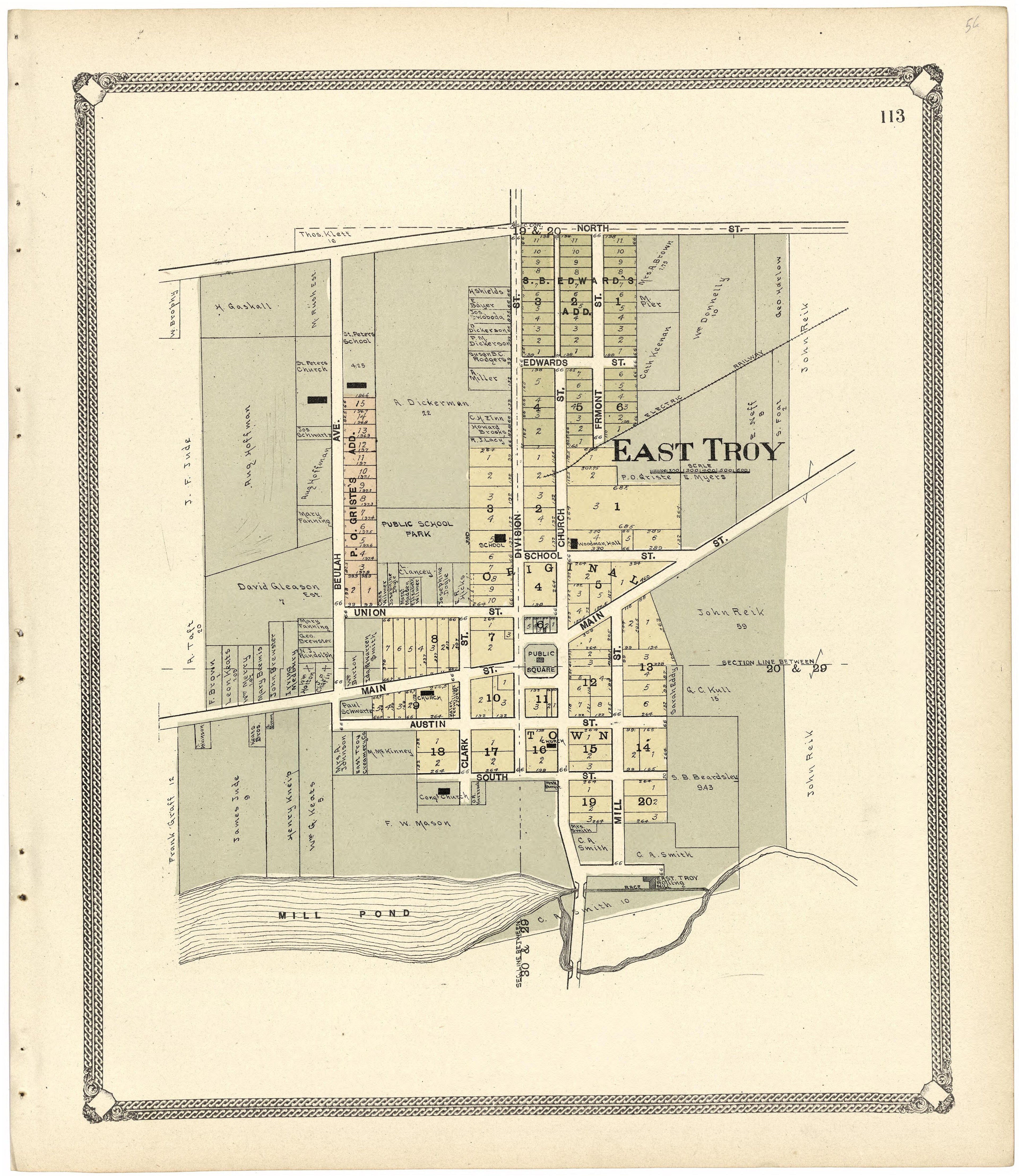 East Troy from Standard Atlas of Walworth County, Wisconsin 1907 by Relic Map Company
