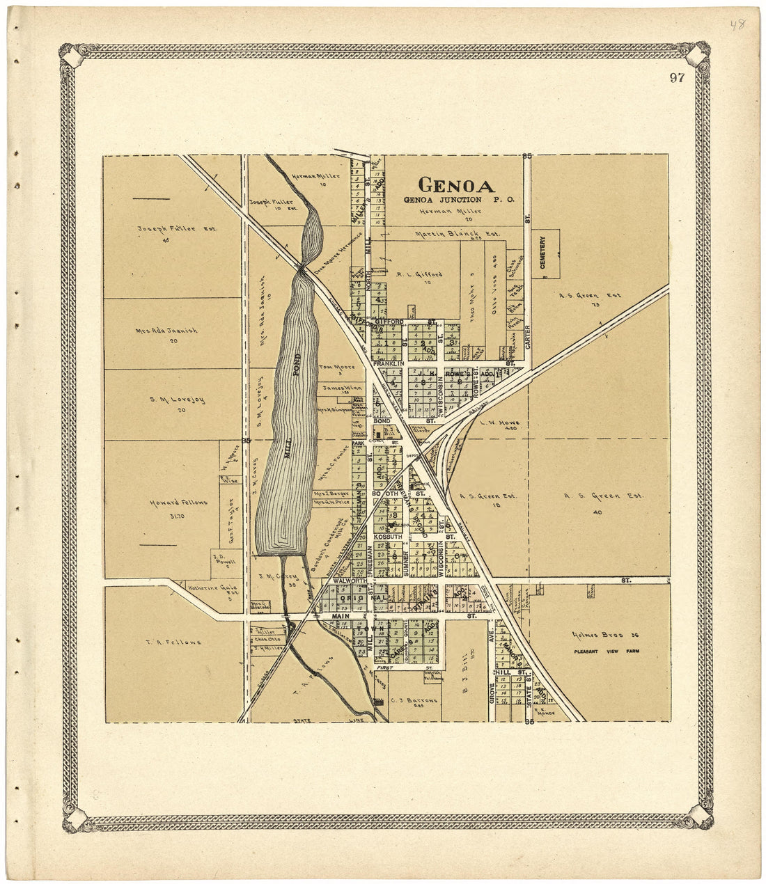 Genoa from Standard Atlas of Walworth County, Wisconsin 1907 by Relic Map Company