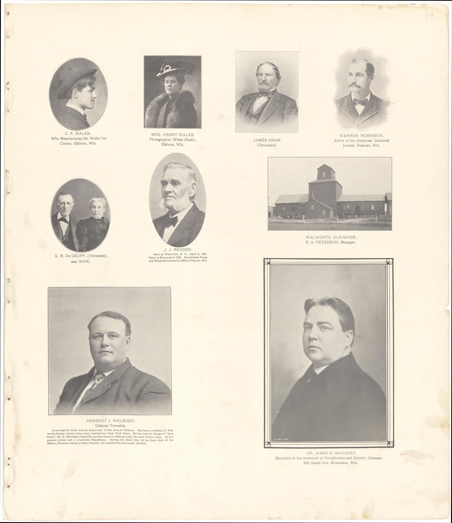 The Bench and Bar of Walworth County, 1907 from Standard Atlas of Walworth County, Wisconsin : Including a Plat Book of the Villages, Cities and Townships of the County, Patrons Directory, Reference Business Directory and Departments Devoted to Genera... by Relic Map Company