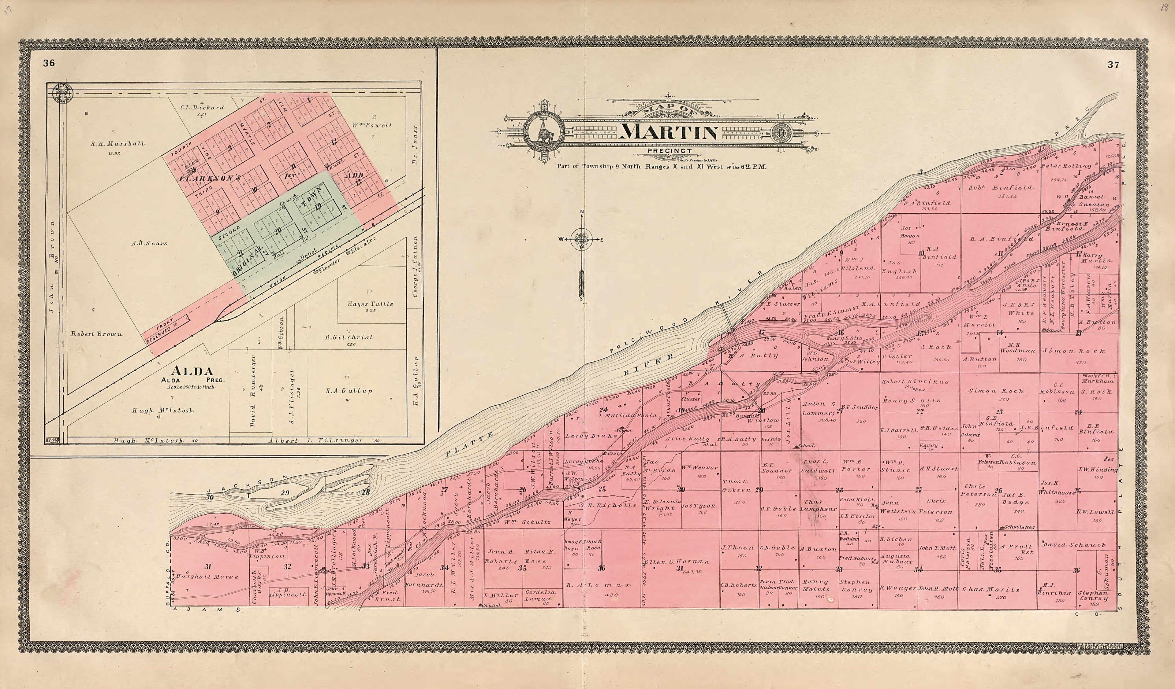 This old map of Hall County, Nebraska,  was created by Geo. A. Ogle &amp; Co in 1904