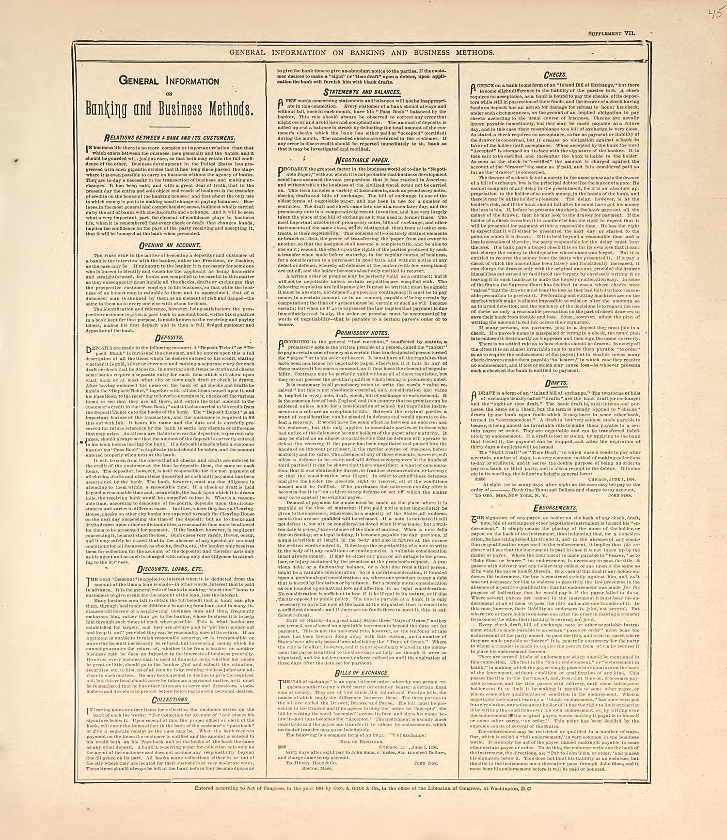 General Information On Banking and Business Methods - 1 from Standard Atlas of Hall County, Nebraska : Including a Plat Book of the Villages, Cities and Precincts of the County, Map of the State, United States and World, Patrons Directory, Reference B... by Relic Map Company