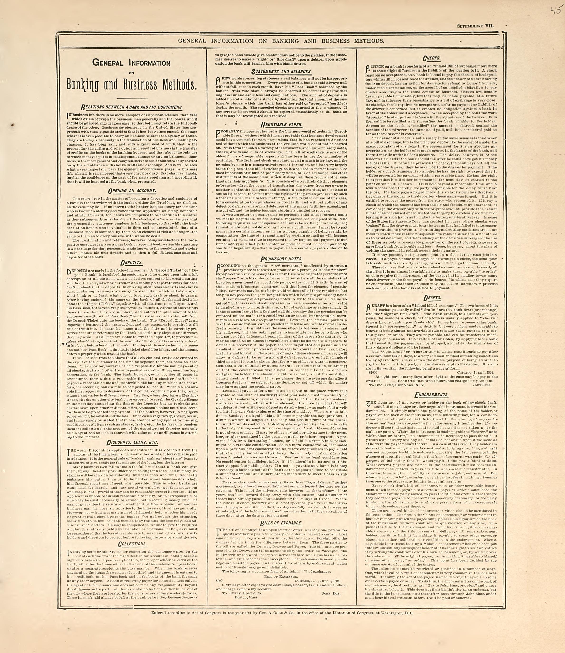 General Information On Banking and Business Methods - 1 from Standard Atlas of Hall County, Nebraska : Including a Plat Book of the Villages, Cities and Precincts of the County, Map of the State, United States and World, Patrons Directory, Reference B... by Relic Map Company