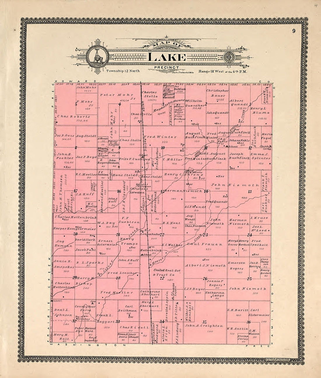 This old map of Hall County, Nebraska,  was created by Geo. A. Ogle &amp; Co in 1904