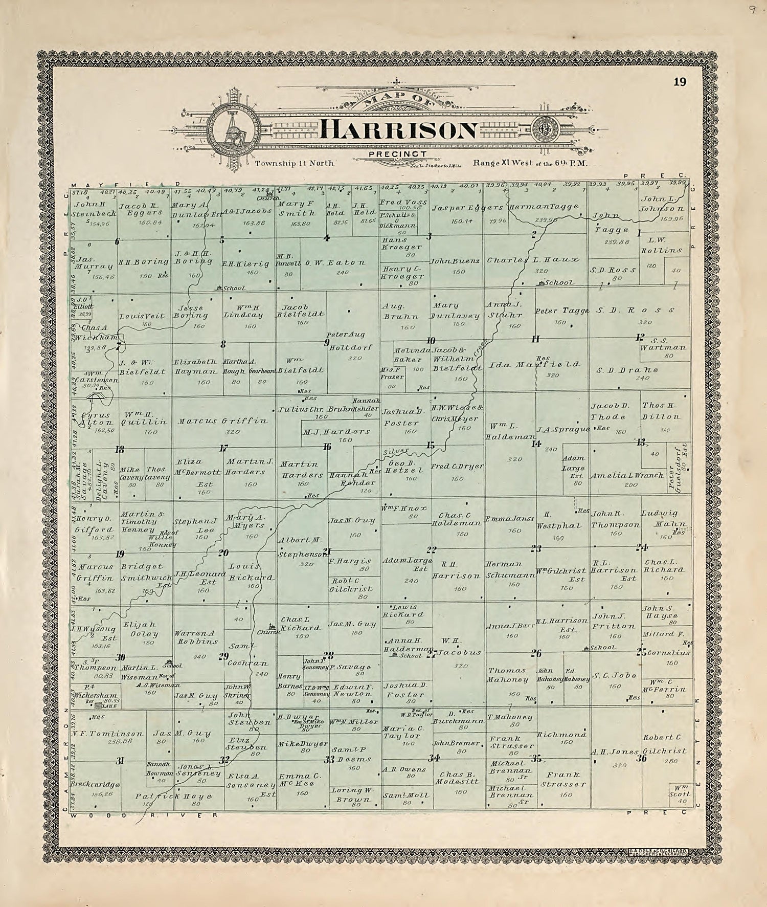 Harrison from Standard Atlas of Hall County, Nebraska : Including a Plat Book of the Villages, Cities and Precincts of the County, Map of the State, United States and World, Patrons Directory, Reference Business … 1904 by Relic Map Company