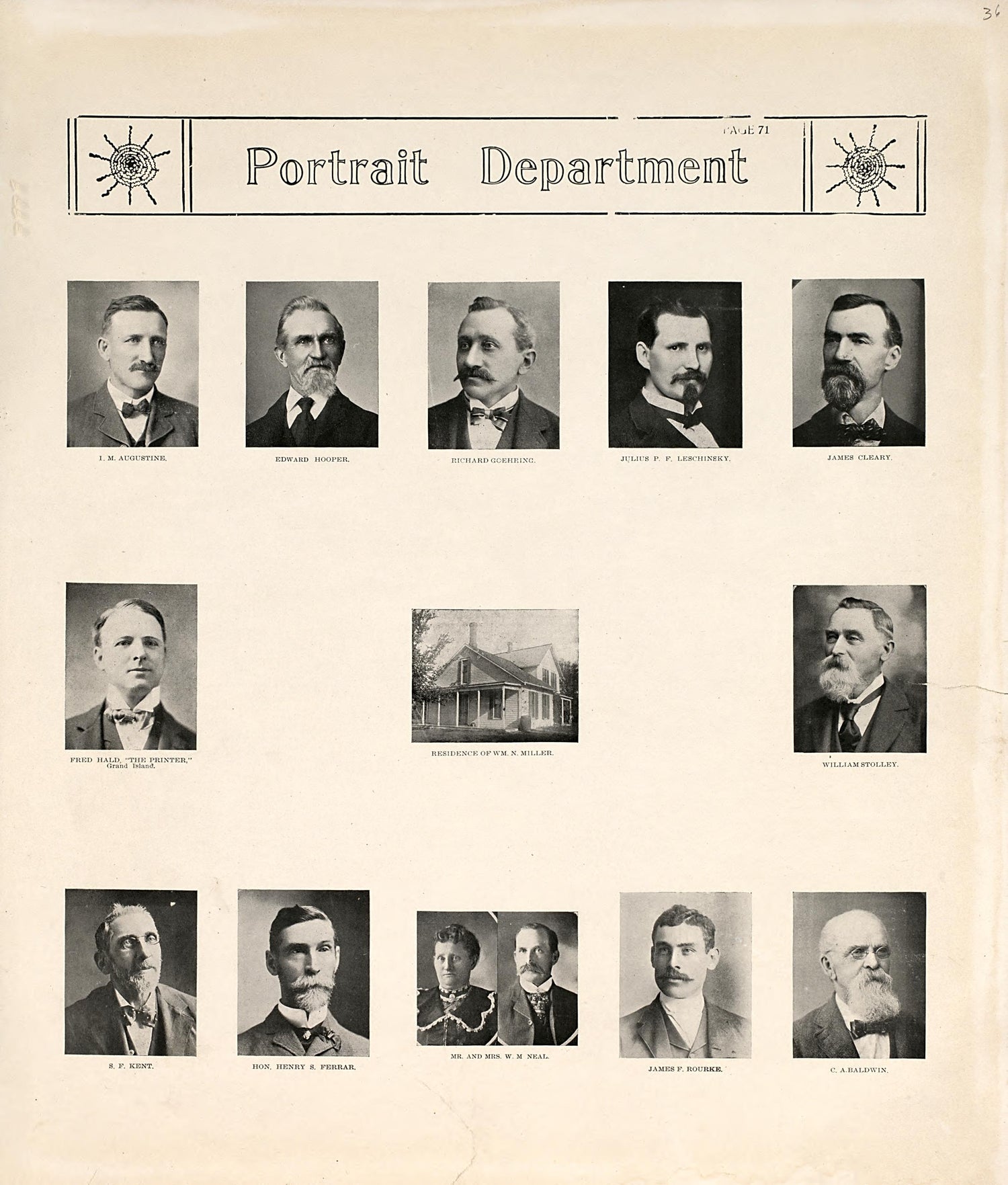 Portrait Department - 1 from Standard Atlas of Hall County, Nebraska : Including a Plat Book of the Villages, Cities and Precincts of the County, Map of the State, United States and World, Patrons Directory, Reference Business … 1904 by Relic Map Company