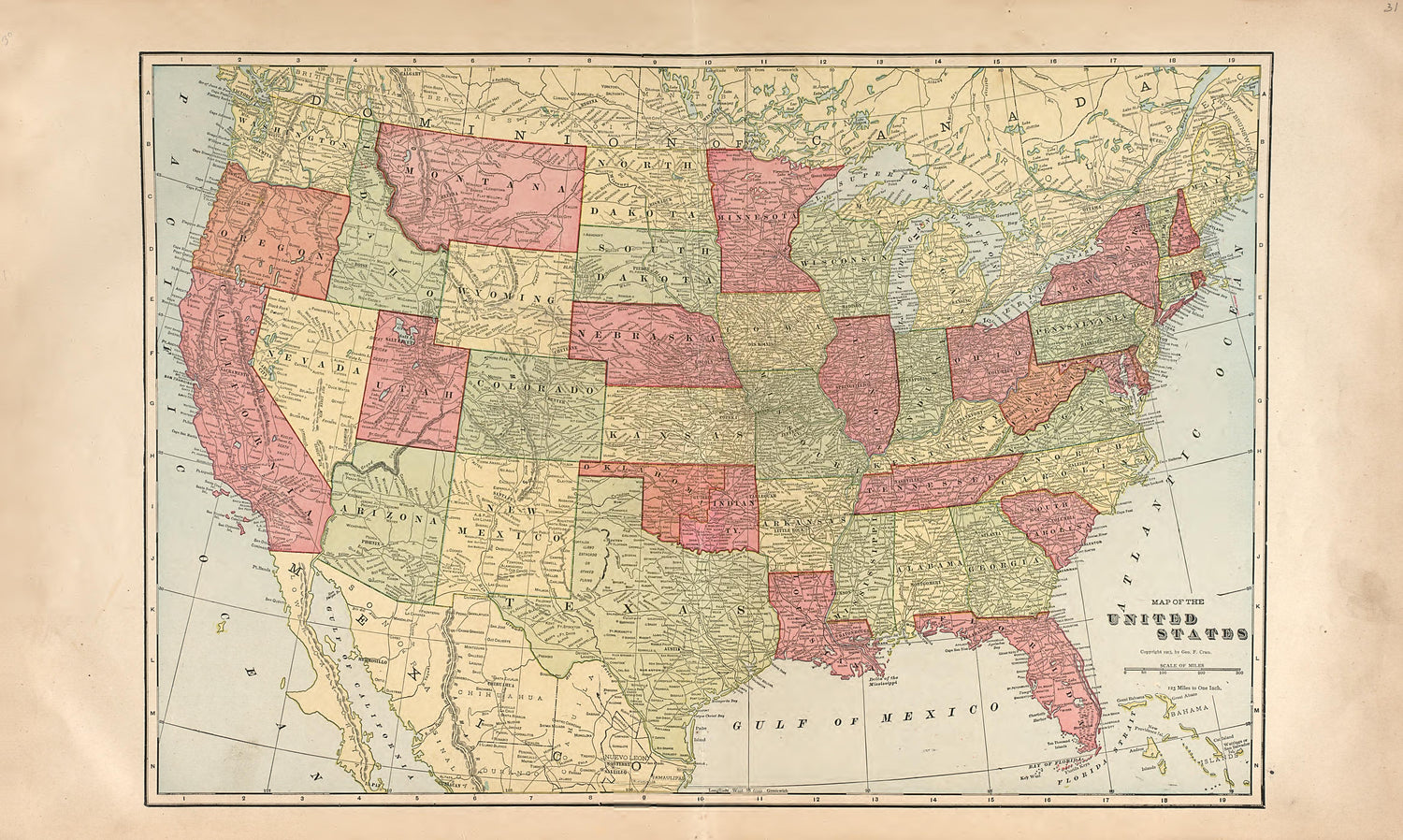 United States from Standard Atlas of Hall County, Nebraska : Including a Plat Book of the Villages, Cities and Precincts of the County, Map of the State, United States and World, Patrons Directory, Reference Business … 1904 by Relic Map Company