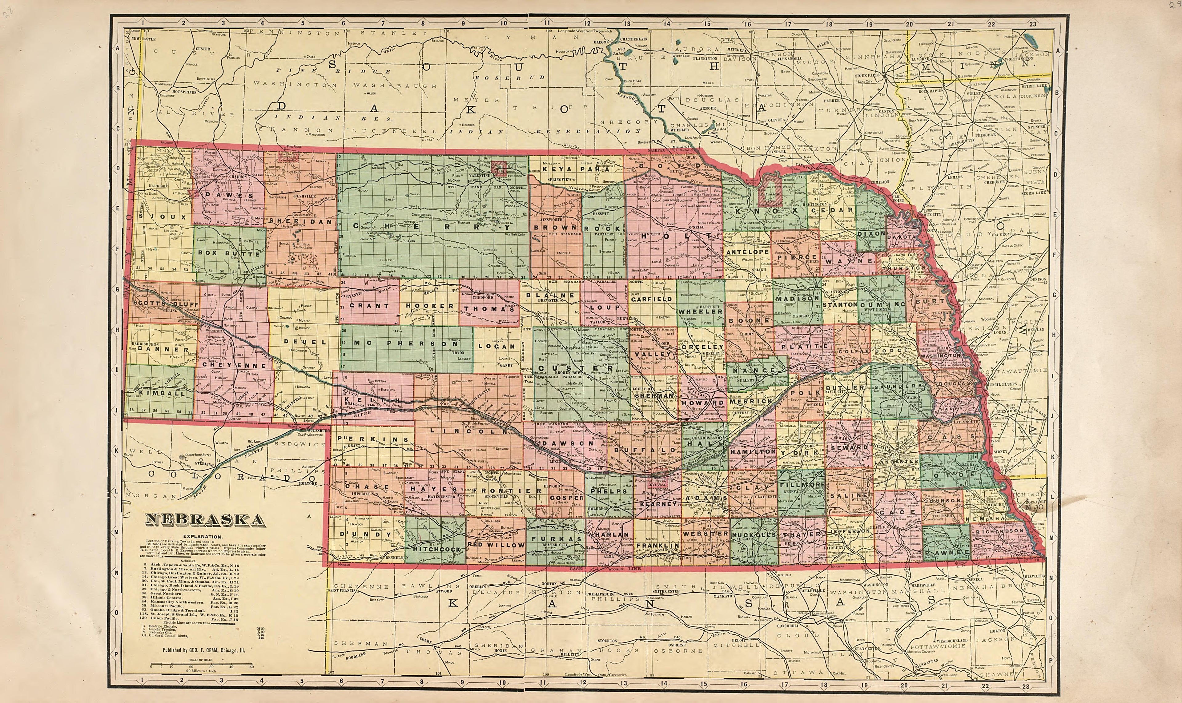 Nebraska from Standard Atlas of Hall County, Nebraska : Including a Plat Book of the Villages, Cities and Precincts of the County, Map of the State, United States and World, Patrons Directory, Reference Business … 1904 by Relic Map Company