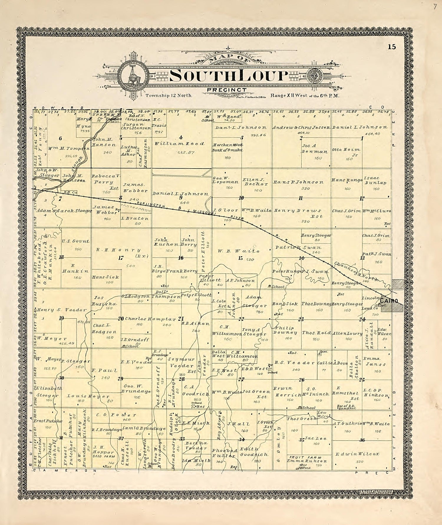 South Loup from Standard Atlas of Hall County, Nebraska : Including a Plat Book of the Villages, Cities and Precincts of the County, Map of the State, United States and World, Patrons Directory, Reference Business … 1904 by Relic Map Company