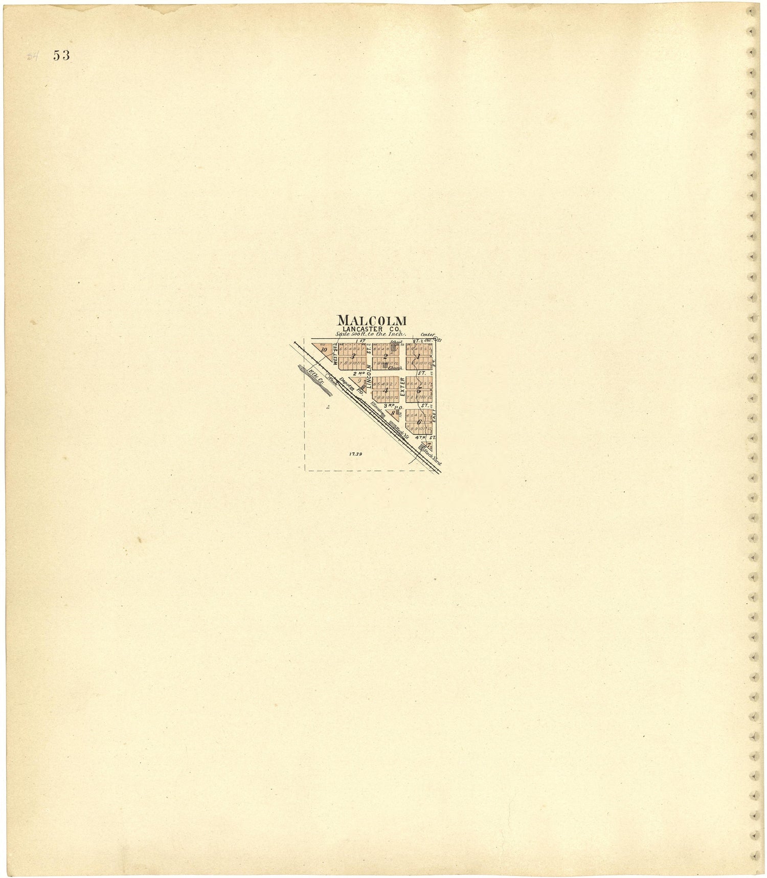 Malcolm from Plat Book of Lancaster County, Nebraska : Containing Carefully Prepared Township Plats, Village Plats, Analysis of U.S. Land System, Leading Farmers Directory, Reminiscences of Old Settlers : Illustrated 1903 by Relic Map Company